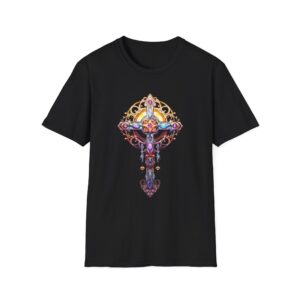 Stained Glass Celtic Cross T-Shirt — Colorful Spiritual Faith Tee