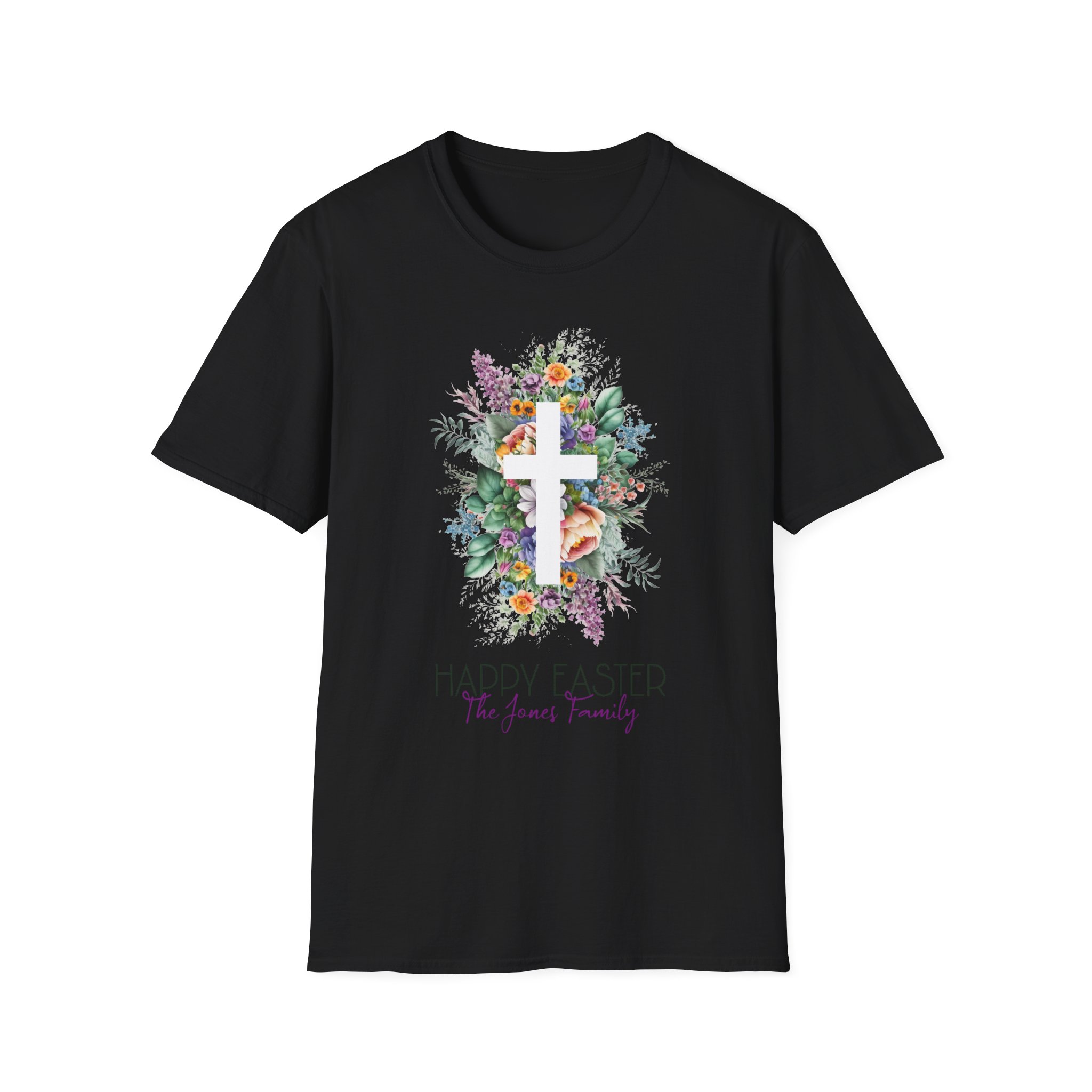 Easter Floral Cross T-Shirt — "Happy Easter" Personalized Family Tee - Image 7