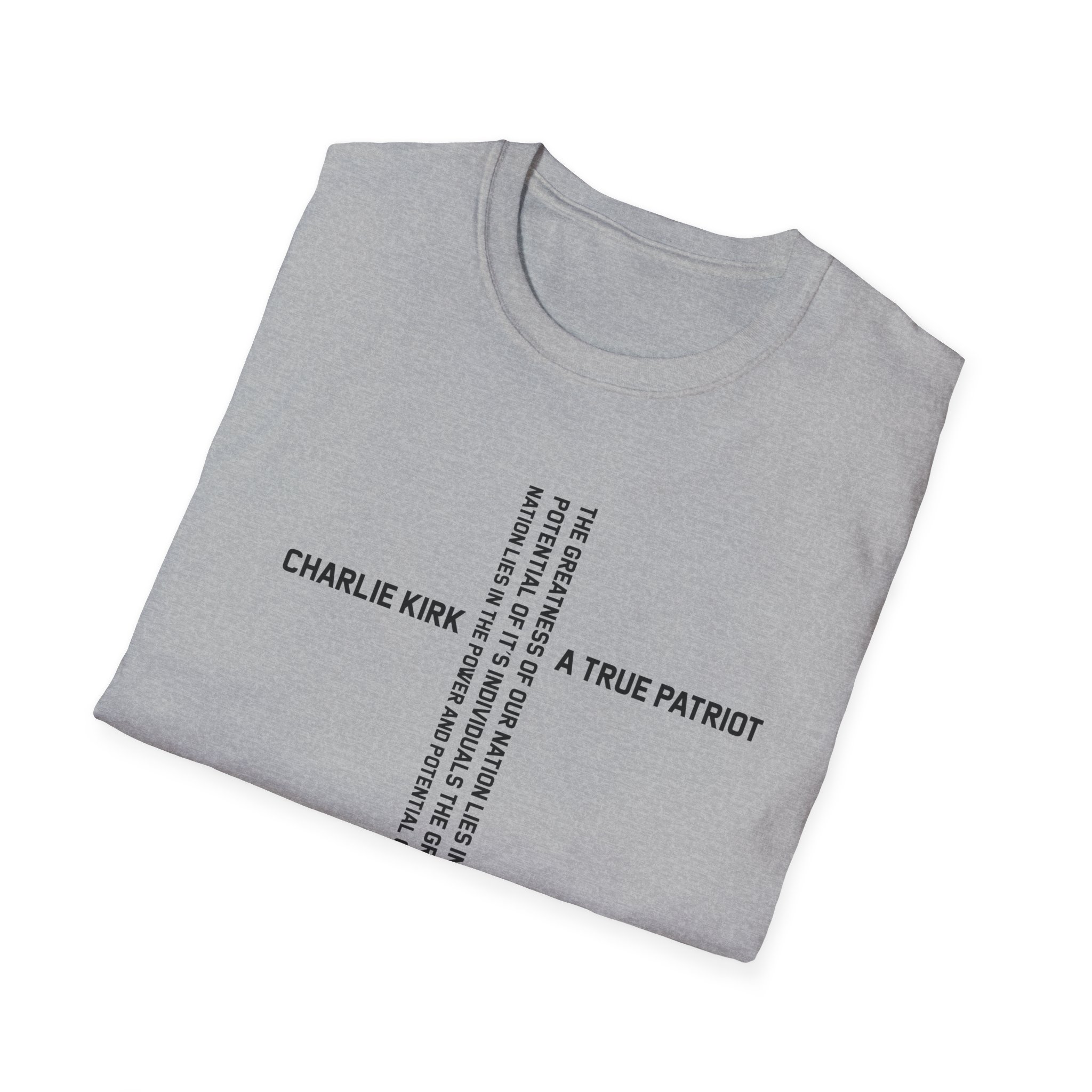 T-Shirt — Charlie Kirk 'A True Patriot' Vertical Cross Memorial Design - Image 6