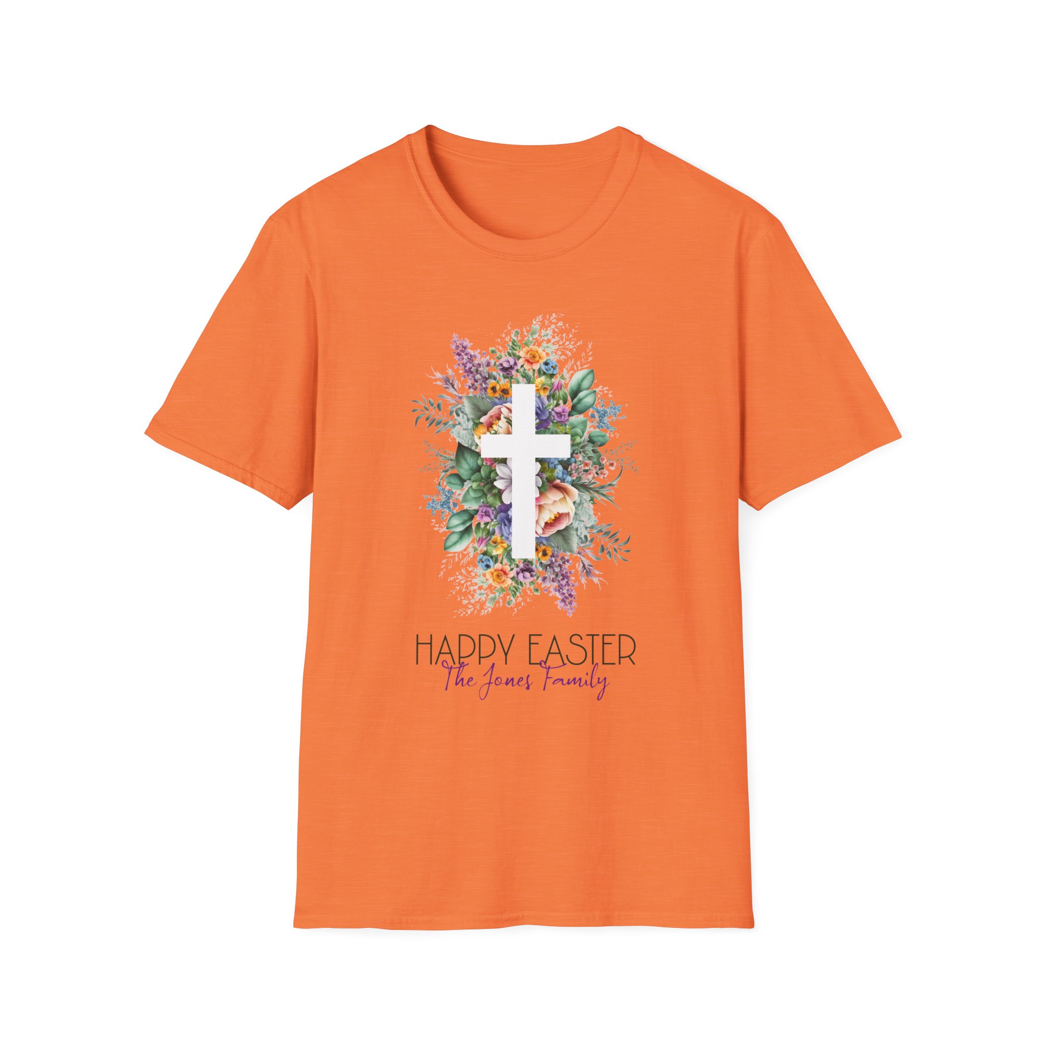 Easter Floral Cross T-Shirt — "Happy Easter" Personalized Family Tee - Image 5