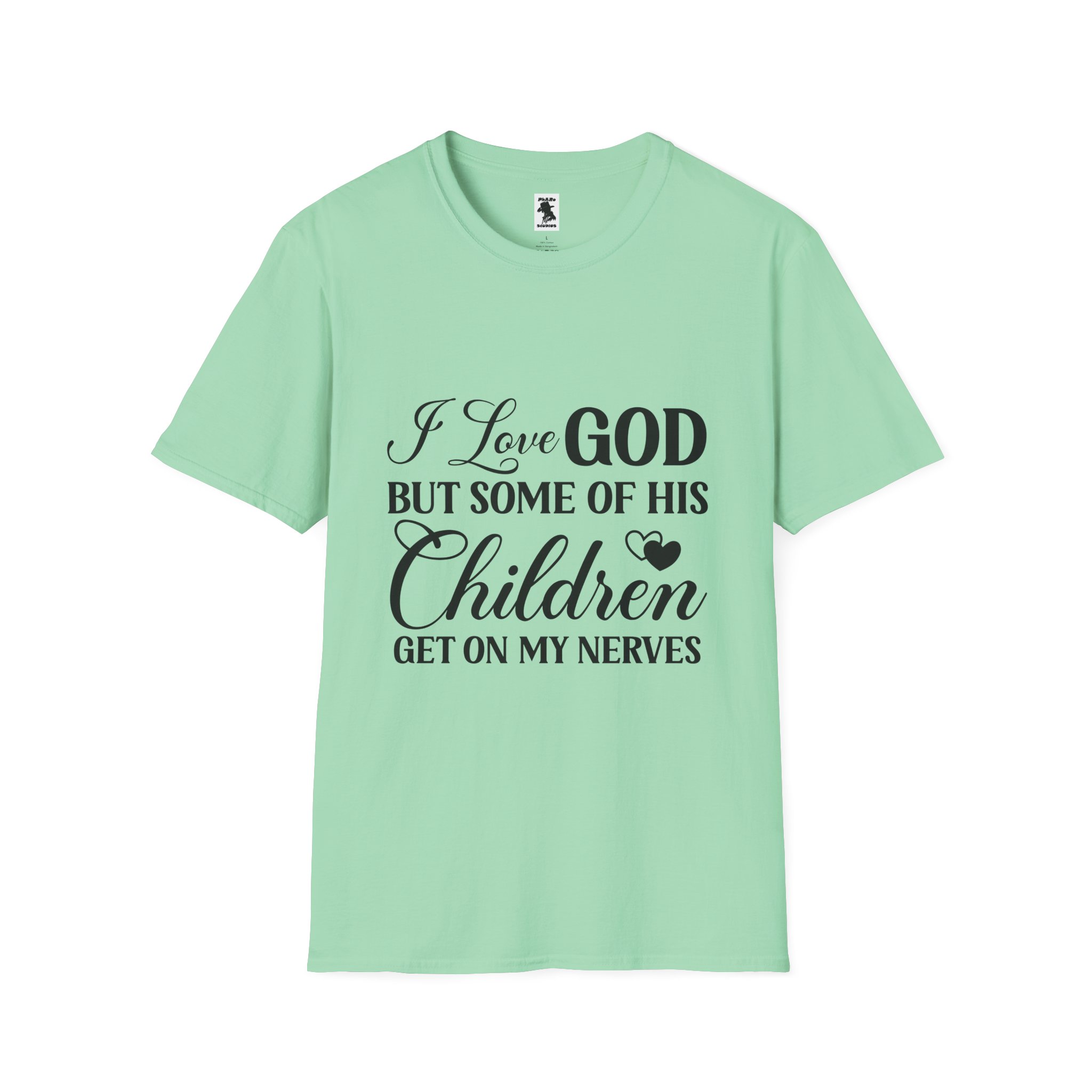 Funny Christian Unisex Softstyle T-Shirt - 'I Love GOD But Some of His Children Get on My Nerves' - Image 17