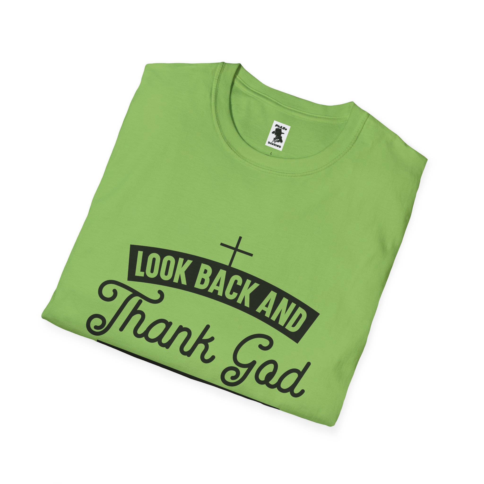 Inspirational Faith Unisex Softstyle T-Shirt - Look Back and Thank God, Look Forward and Trust God - Image 4