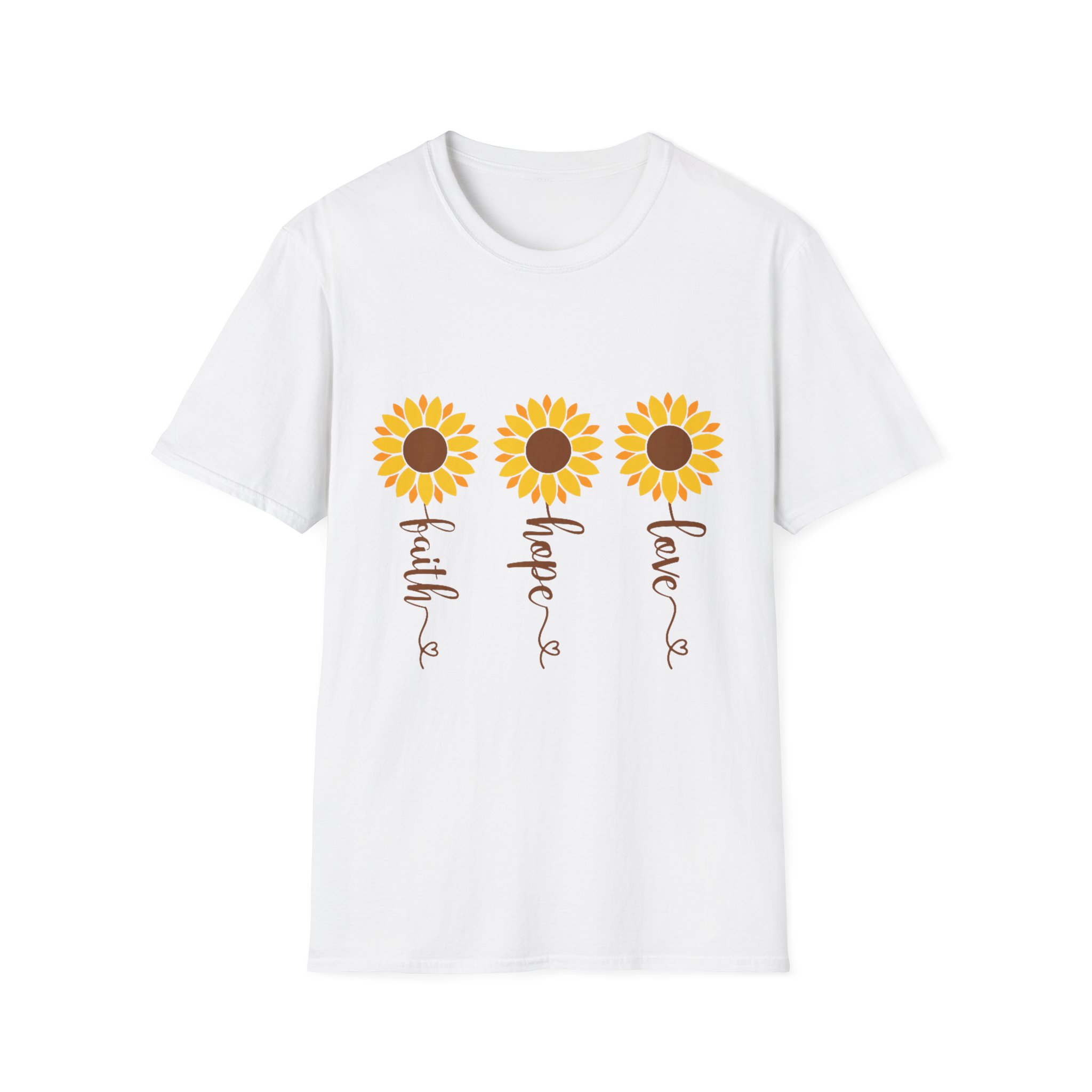 Sunflower Hope Faith Love T-Shirt — Inspirational Floral Tee - Image 3
