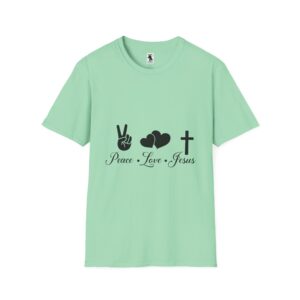 Peace Love Jesus T-Shirt | Unisex Softstyle Tee for Faith & Unity