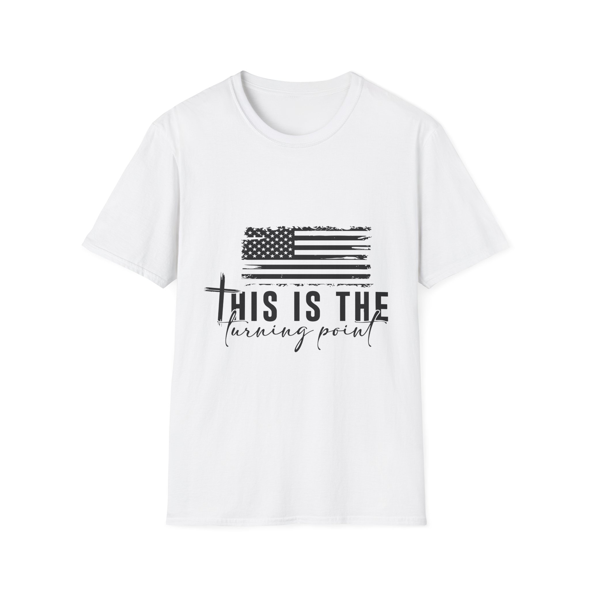 "This Is The Turning Point" Distressed American Flag Tee - Image 3