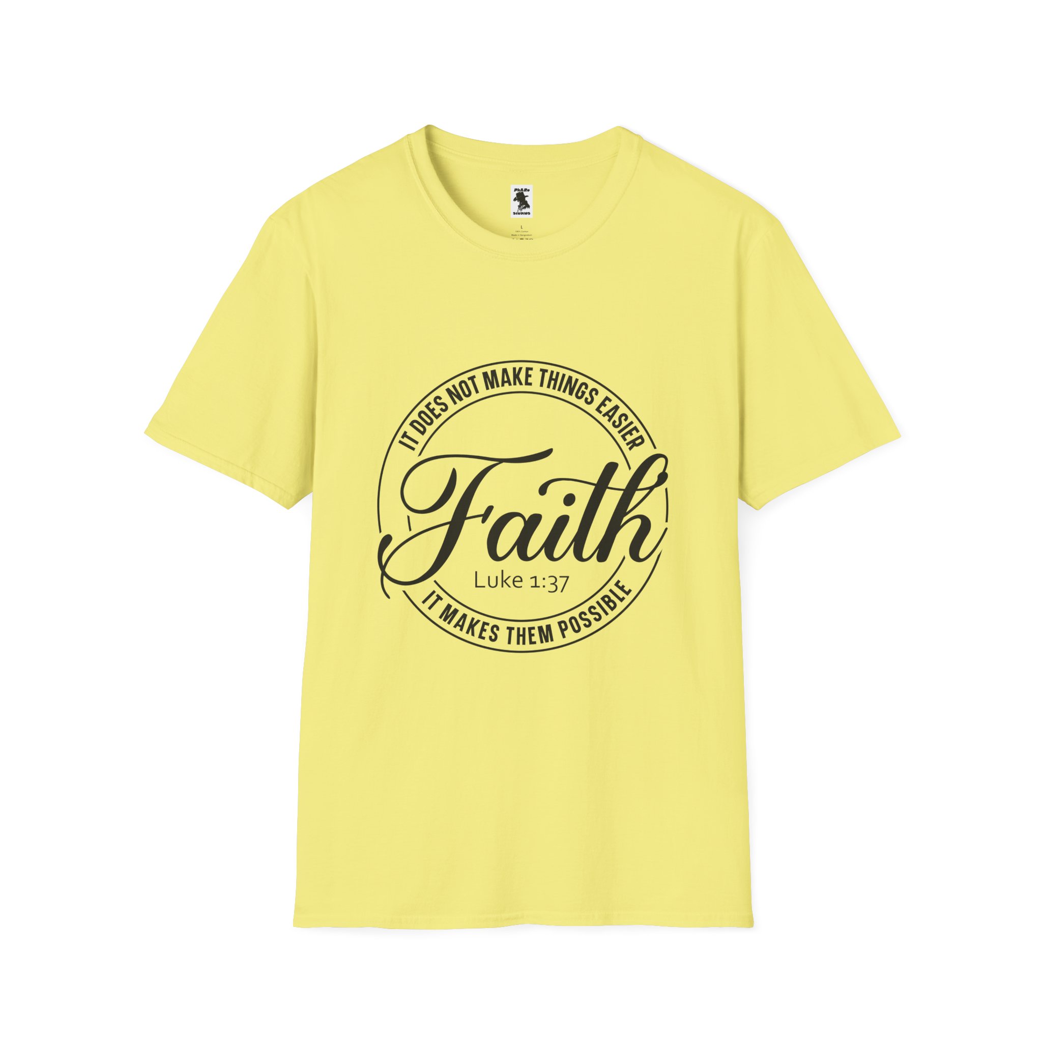 Inspirational Faith T-Shirt - Unisex Softstyle Tee with Luke 1:37 Quote - Image 9