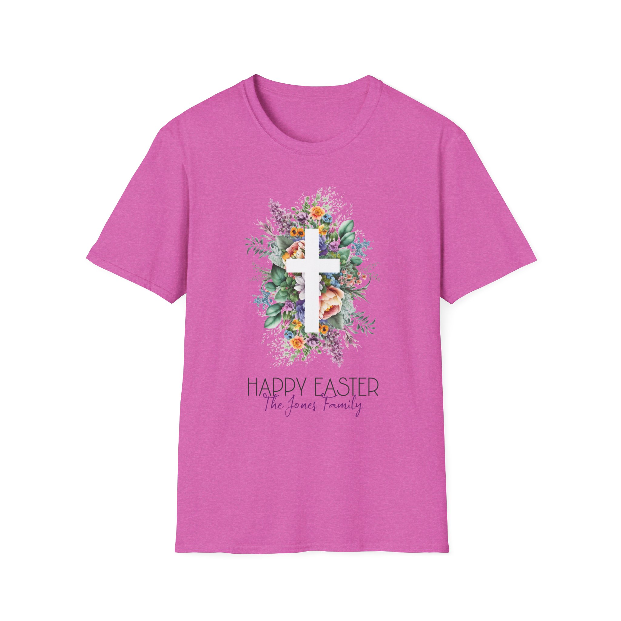 Easter Floral Cross T-Shirt — "Happy Easter" Personalized Family Tee - Image 21