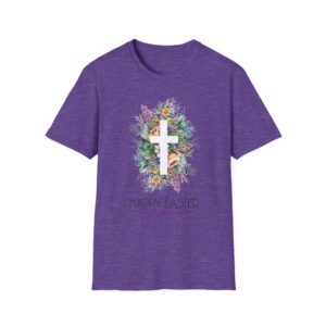 Easter Floral Cross T-Shirt — "Happy Easter" Personalized Family Tee
