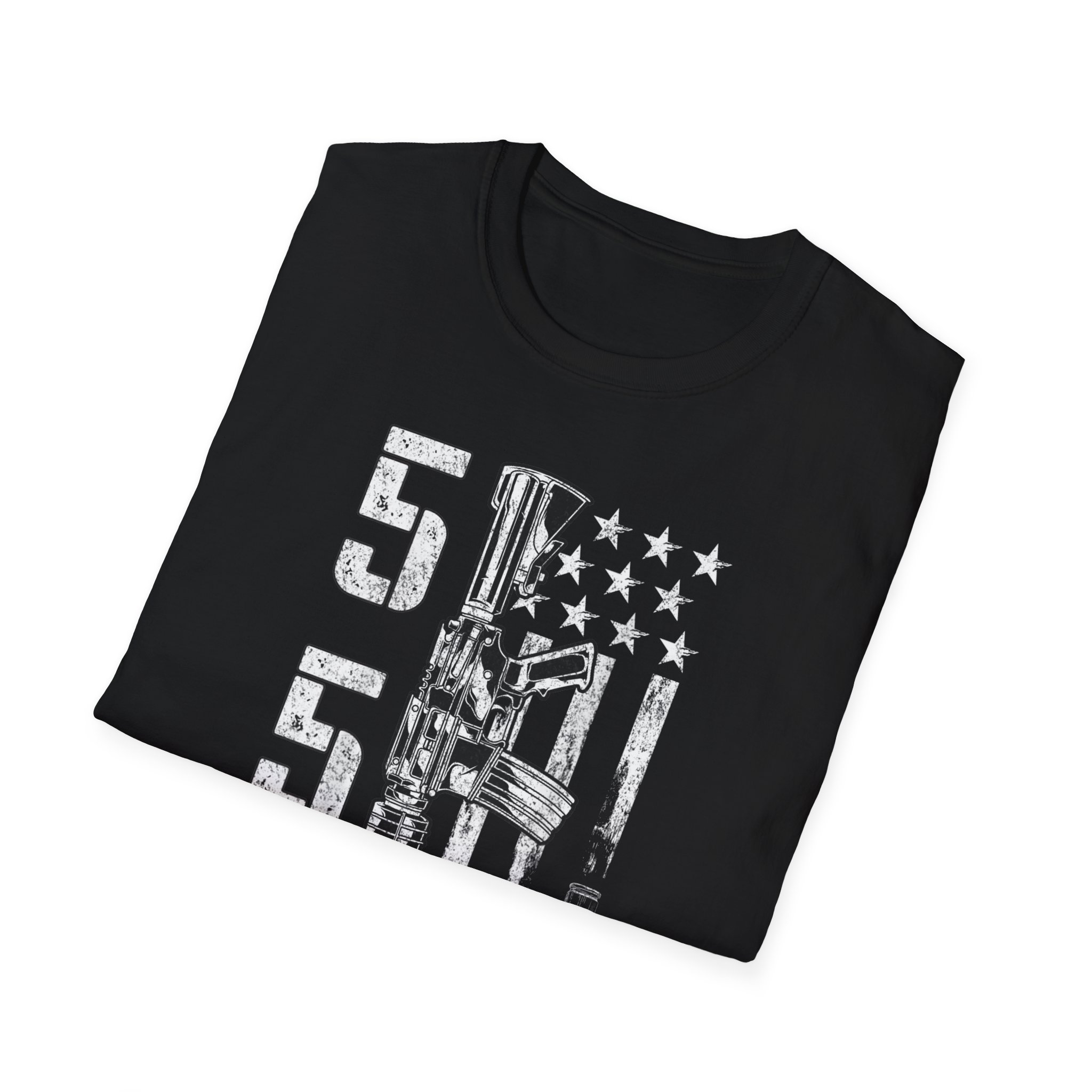 556 Flag Rifle T‑Shirt — Military Veteran Patriotic Ammo Design - Image 4