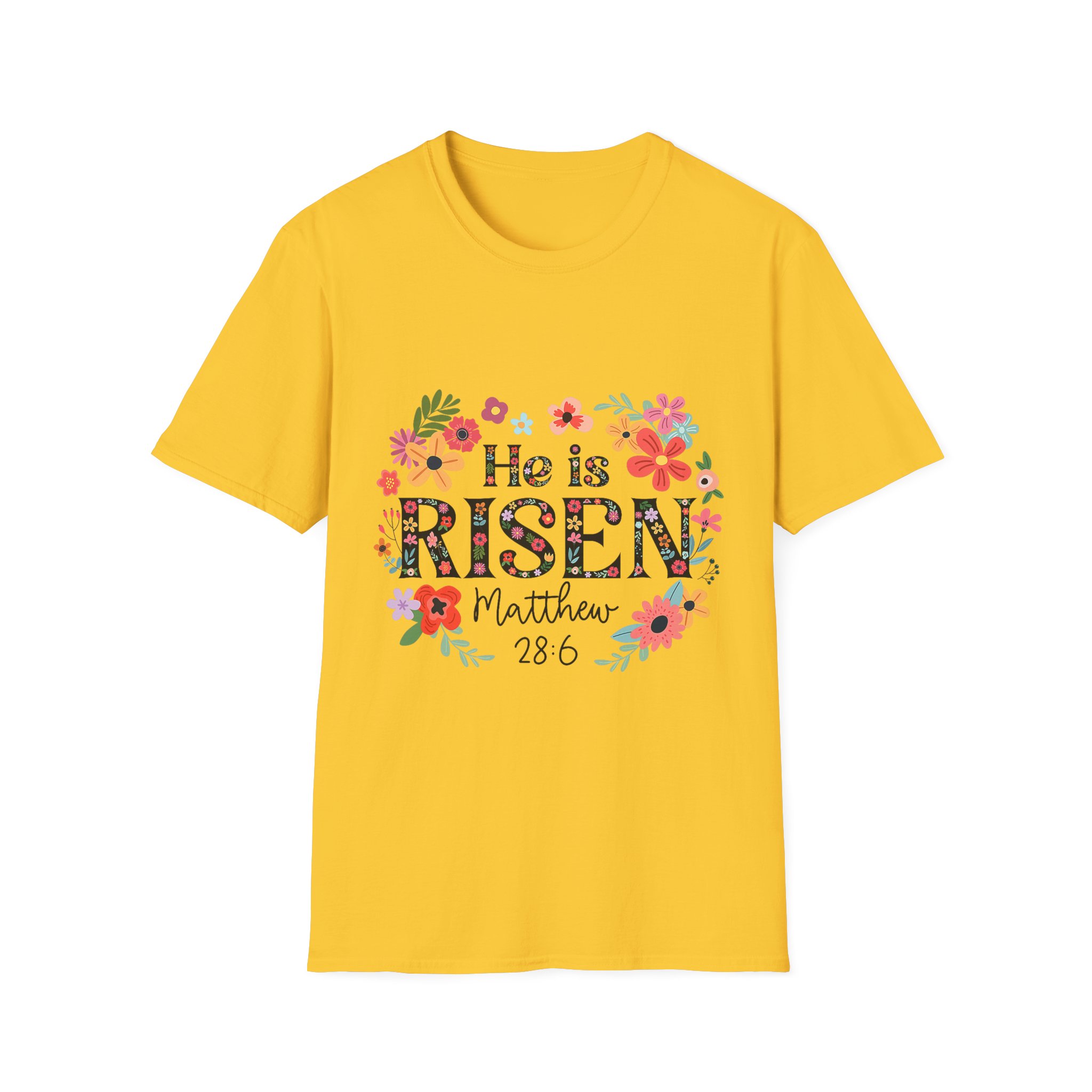 He Is Risen Floral T-Shirt — Matthew 28:6 Easter Christian Tee - Image 9