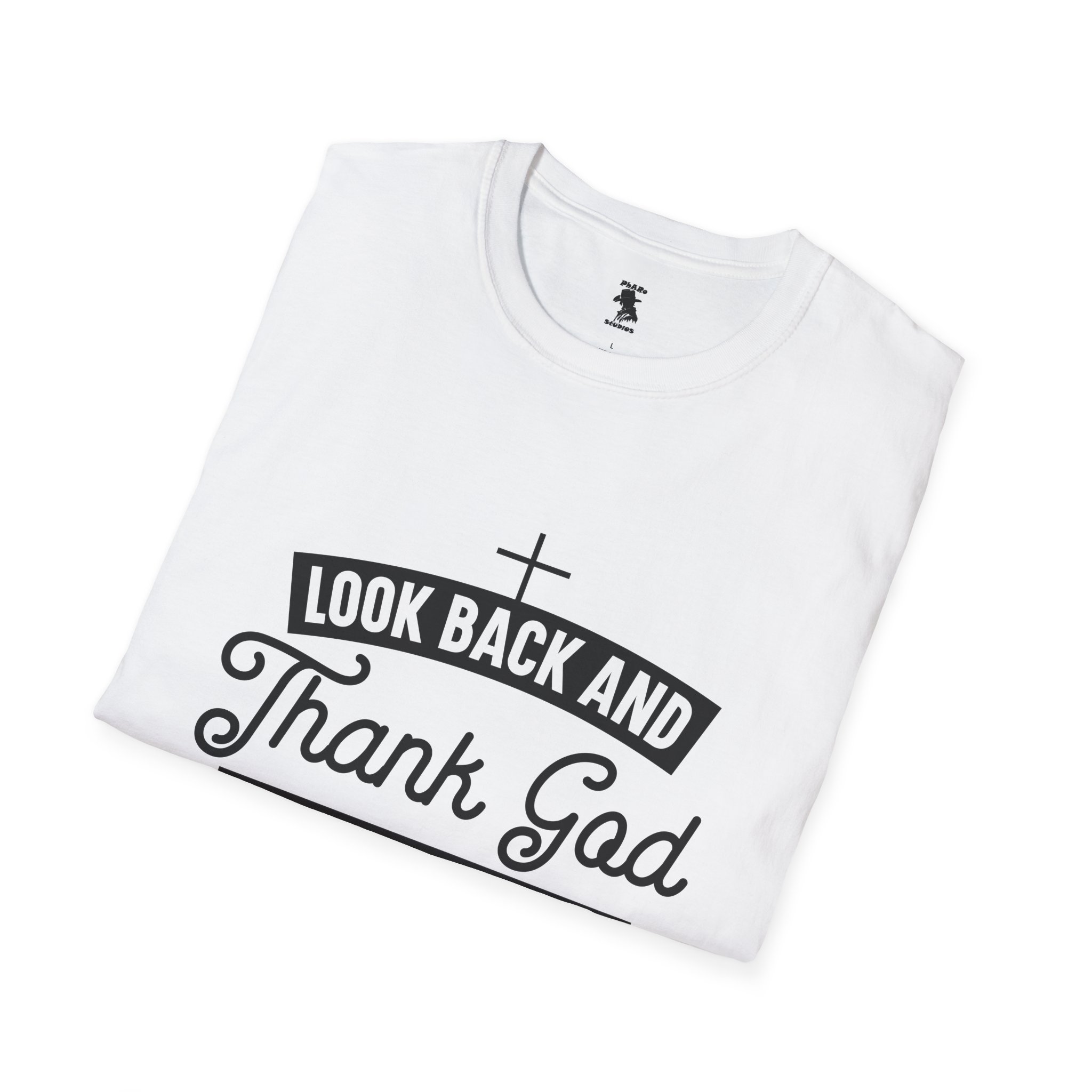 Inspirational Faith Unisex Softstyle T-Shirt - Look Back and Thank God, Look Forward and Trust God - Image 8