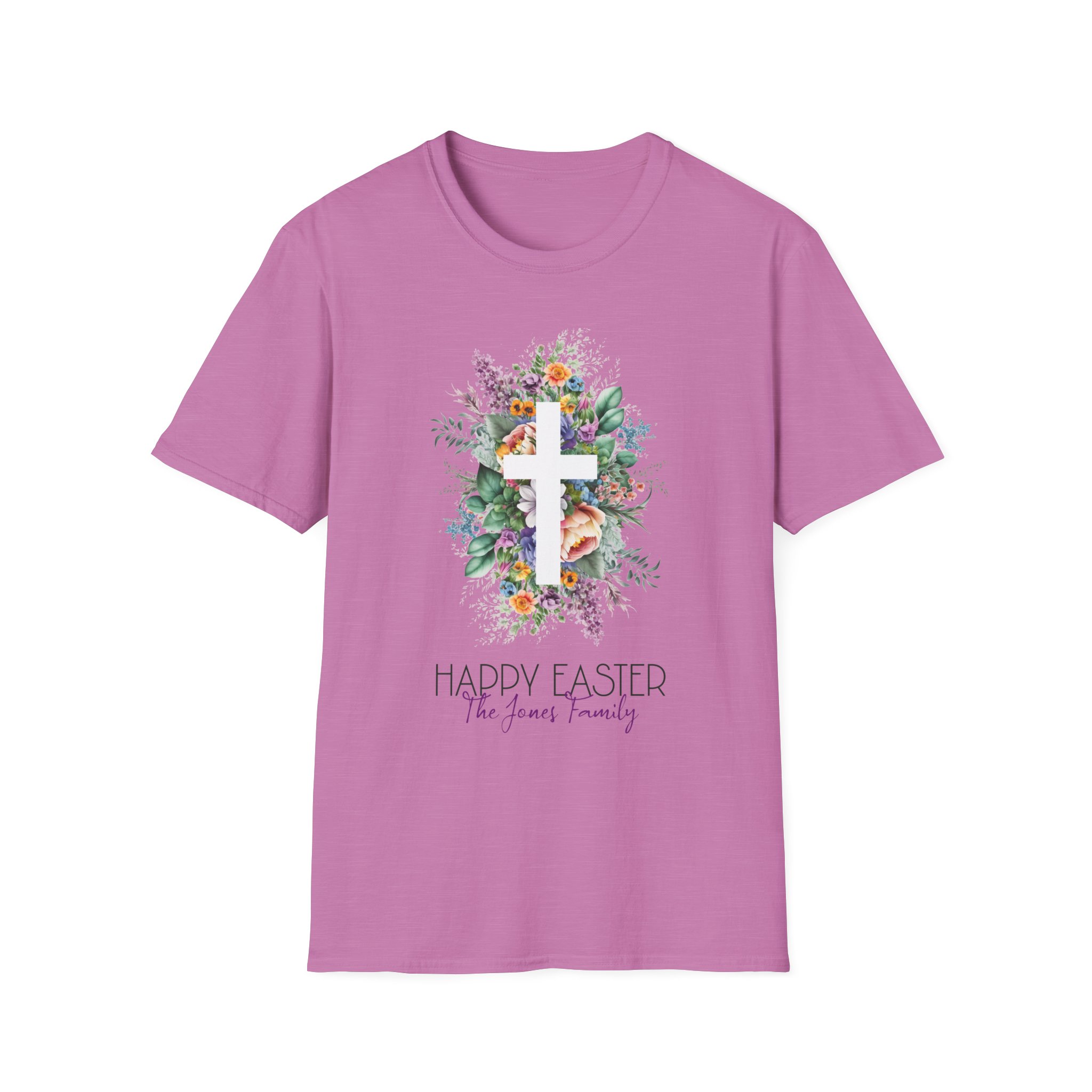 Easter Floral Cross T-Shirt — "Happy Easter" Personalized Family Tee - Image 17