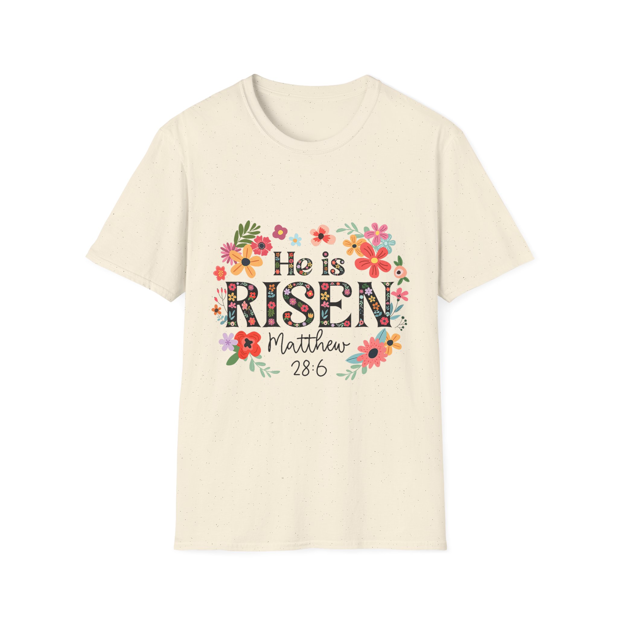 He Is Risen Floral T-Shirt — Matthew 28:6 Easter Christian Tee - Image 7