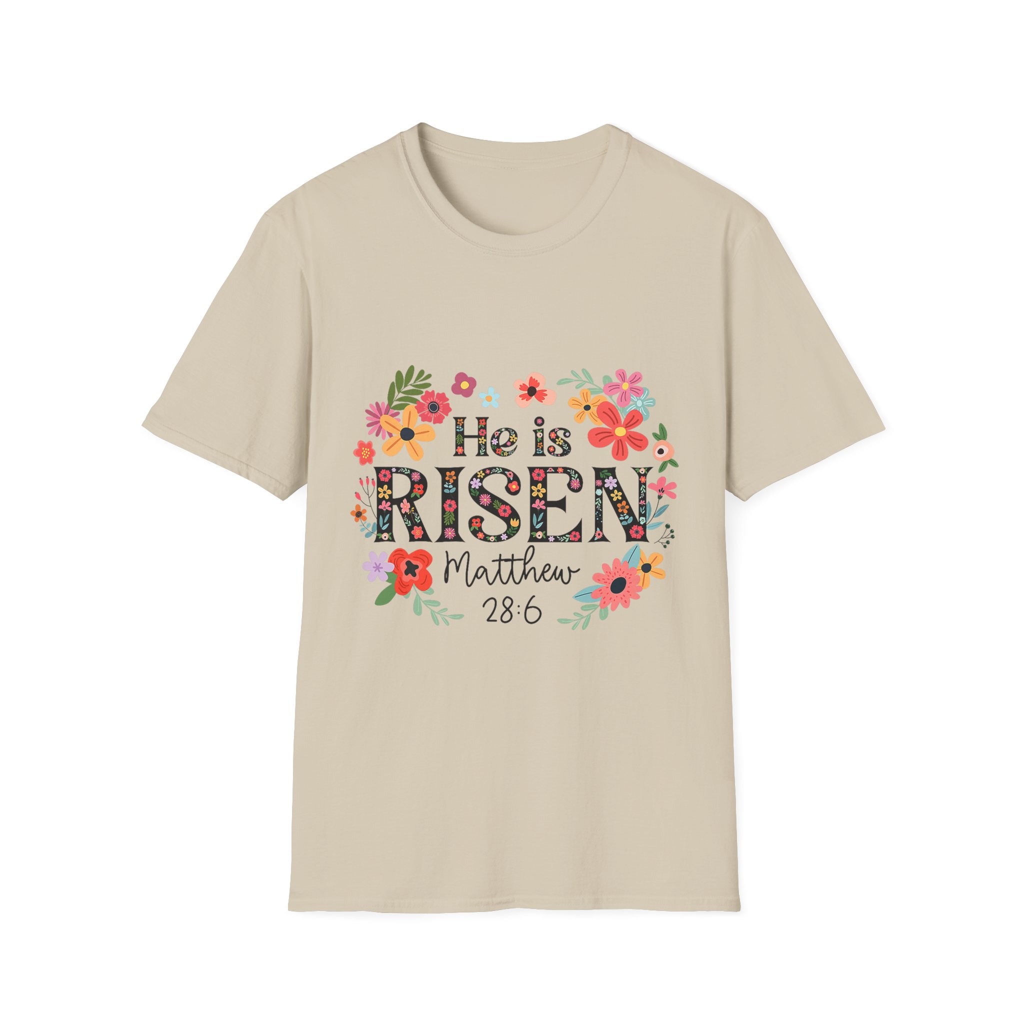 He Is Risen Floral T-Shirt — Matthew 28:6 Easter Christian Tee - Image 5