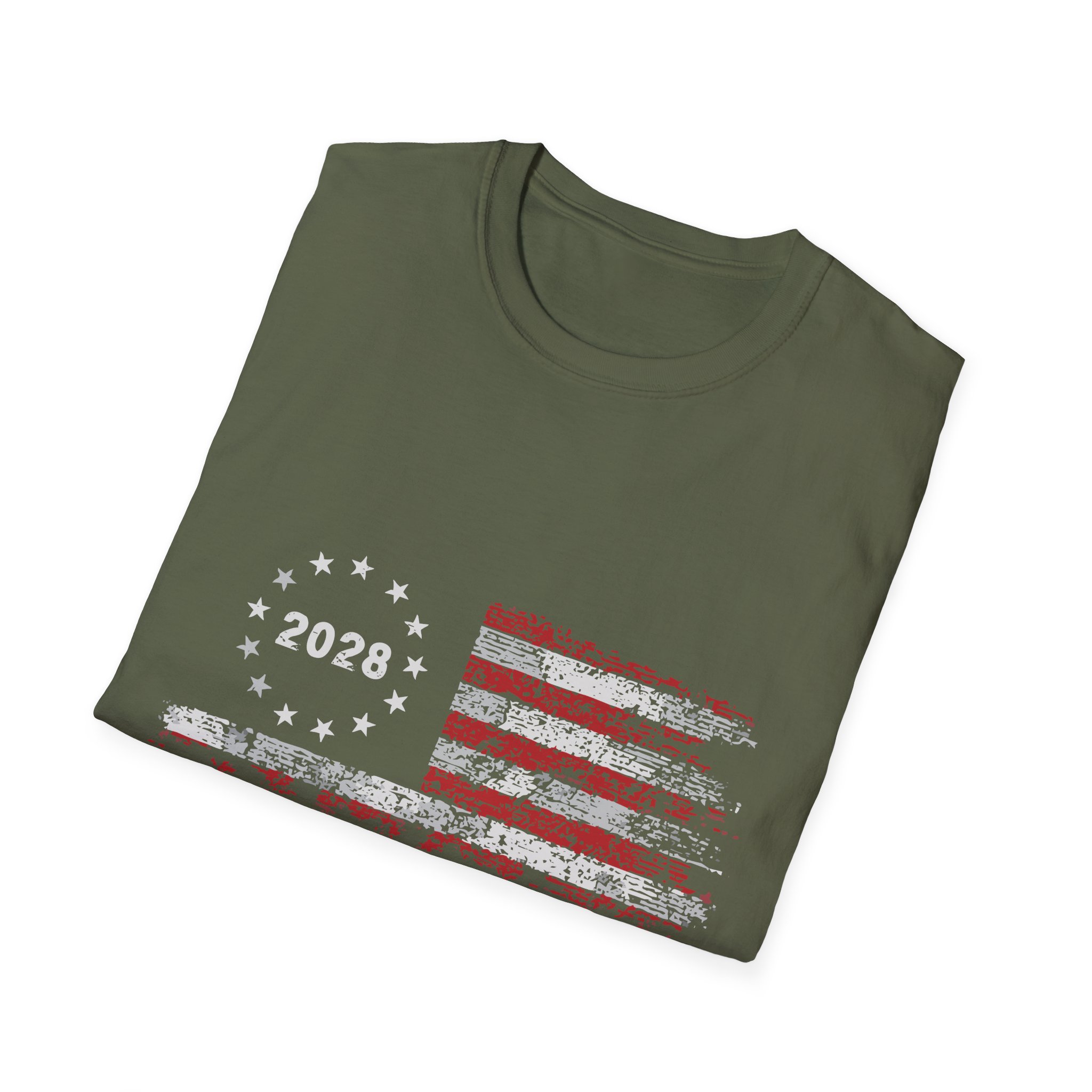 Patriotic 2028 Flag T-Shirt — J.D. Vance Distressed Campaign Design - Image 20