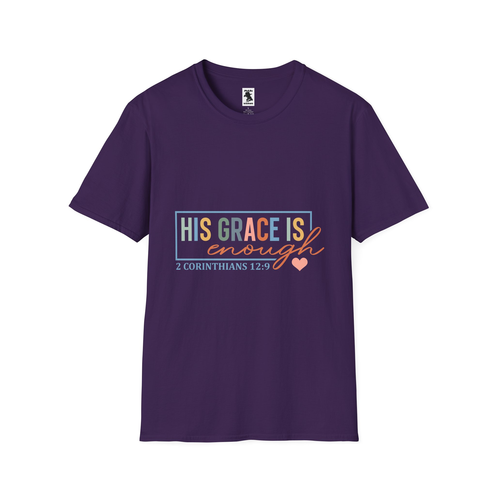 Inspirational Quote Unisex T-Shirt - 'His Grace Is Enough' - 2 Corinthians 12:9 - Image 33