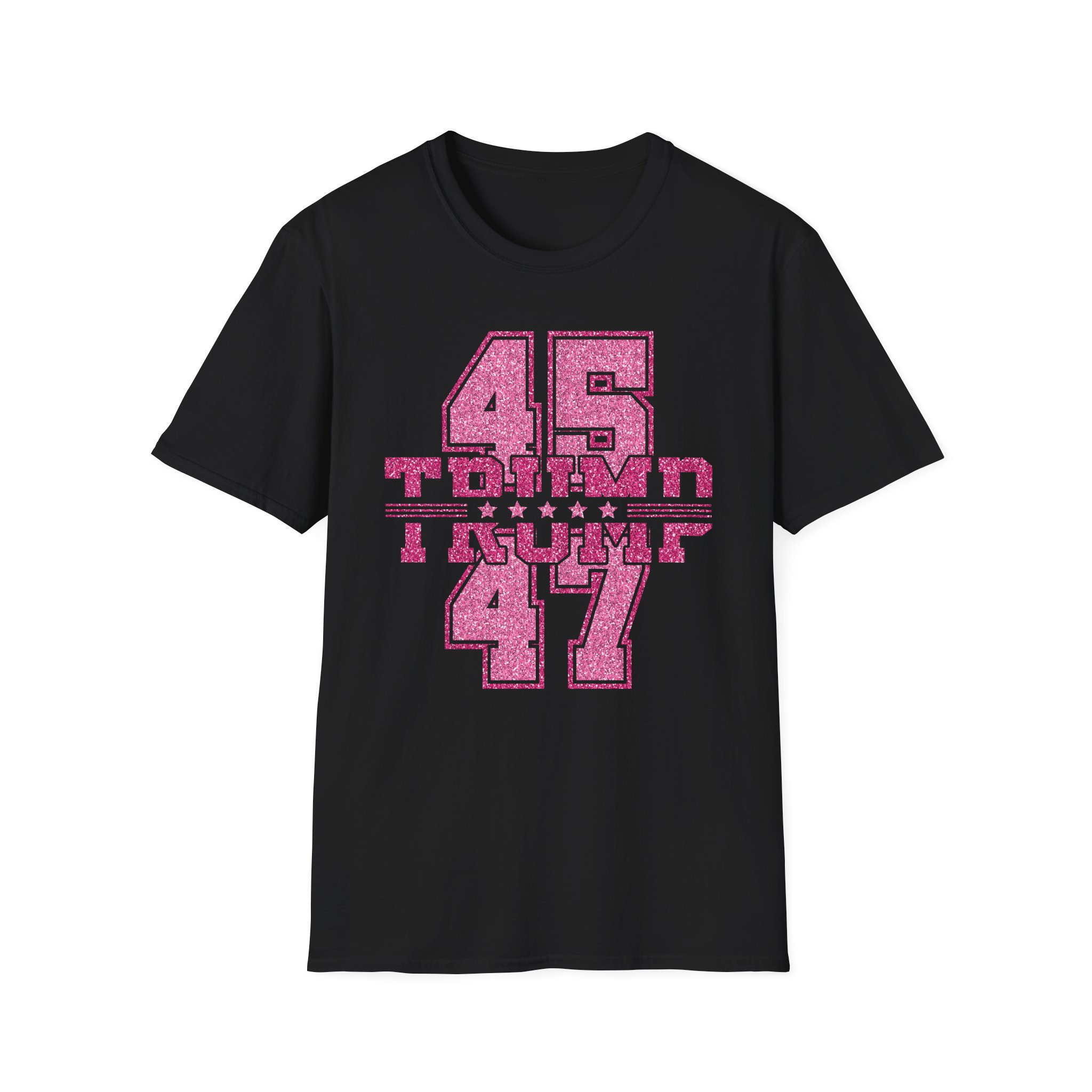 Trump 45-47 Vintage Sport Tee — Pink Glitter Number Graphic T-Shirt - Image 5