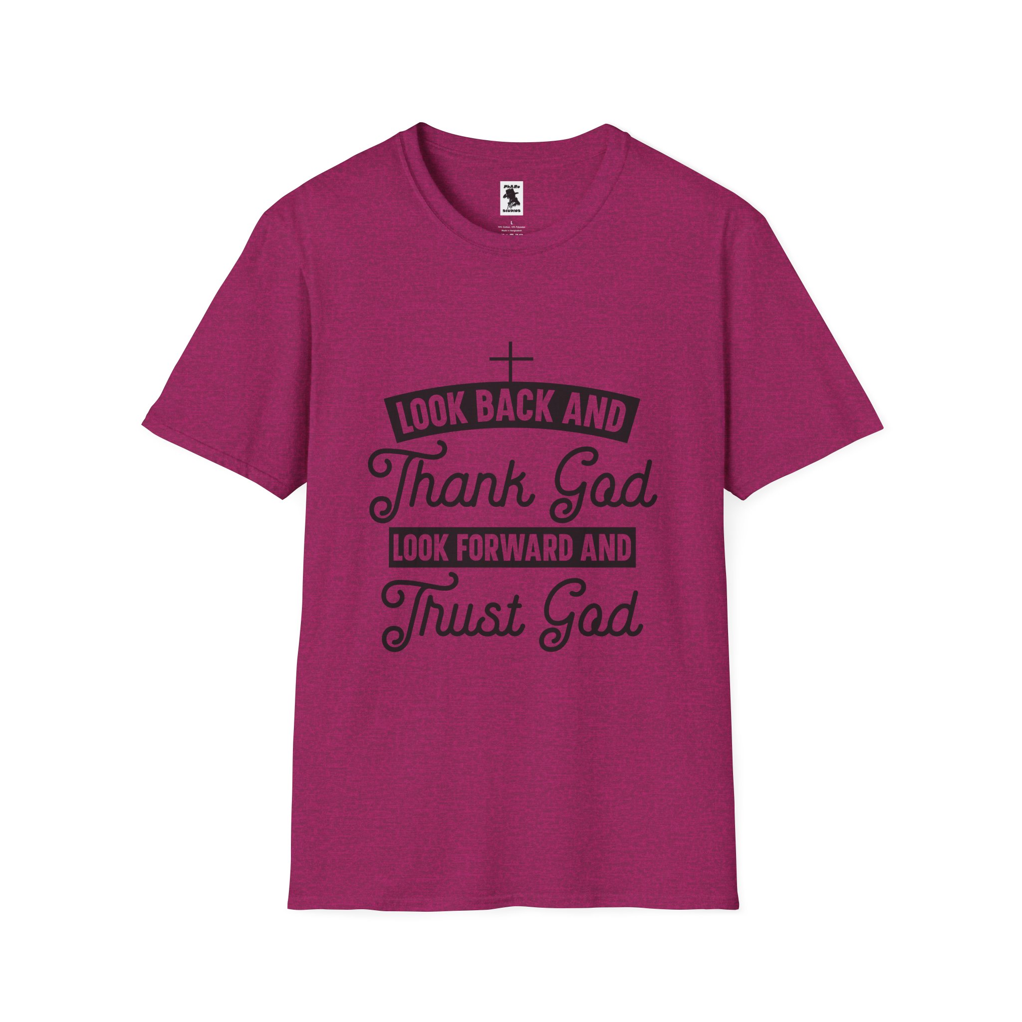 Inspirational Faith Unisex Softstyle T-Shirt - Look Back and Thank God, Look Forward and Trust God - Image 17