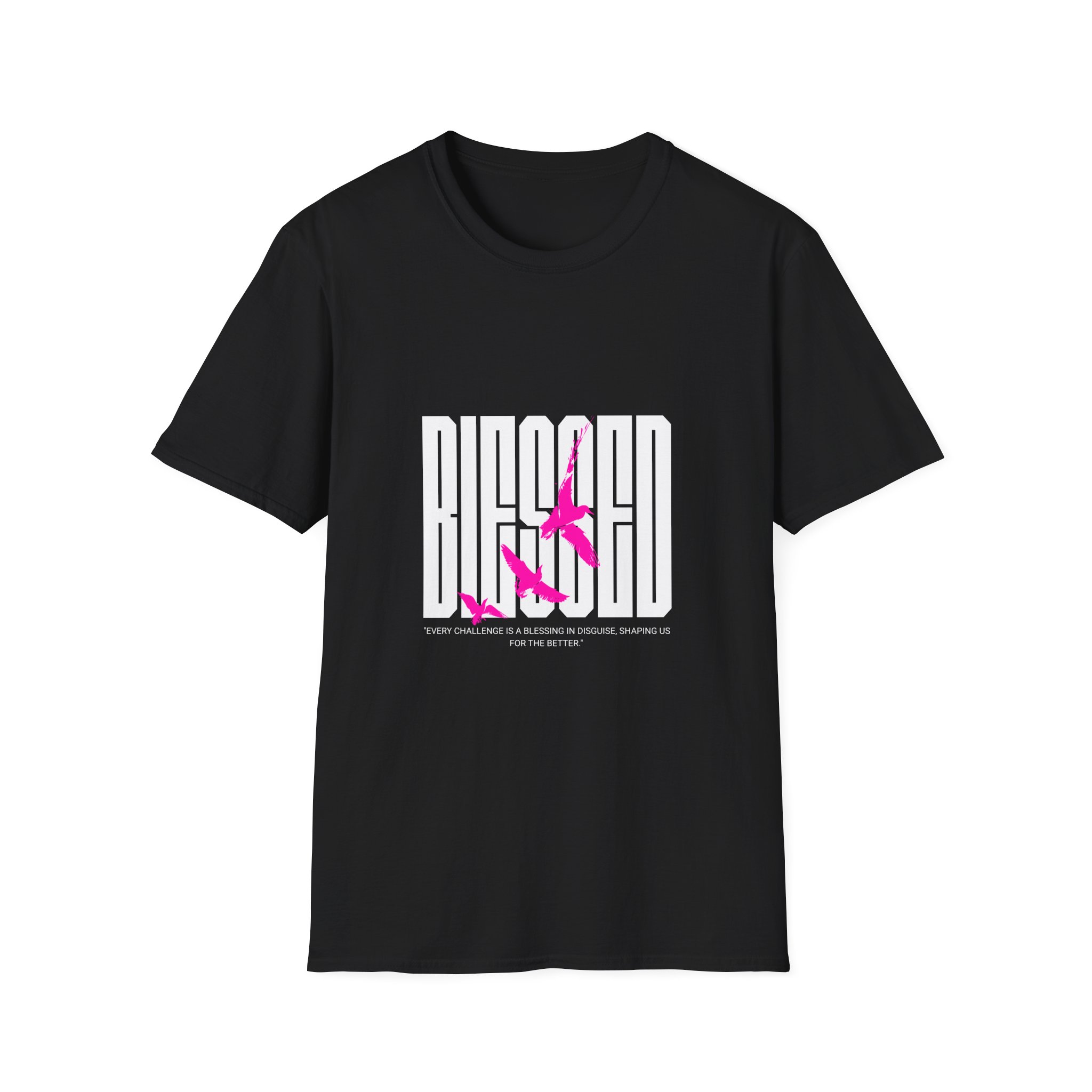 'Blessed' Pink Butterflies, Inspirational Graphic Tee