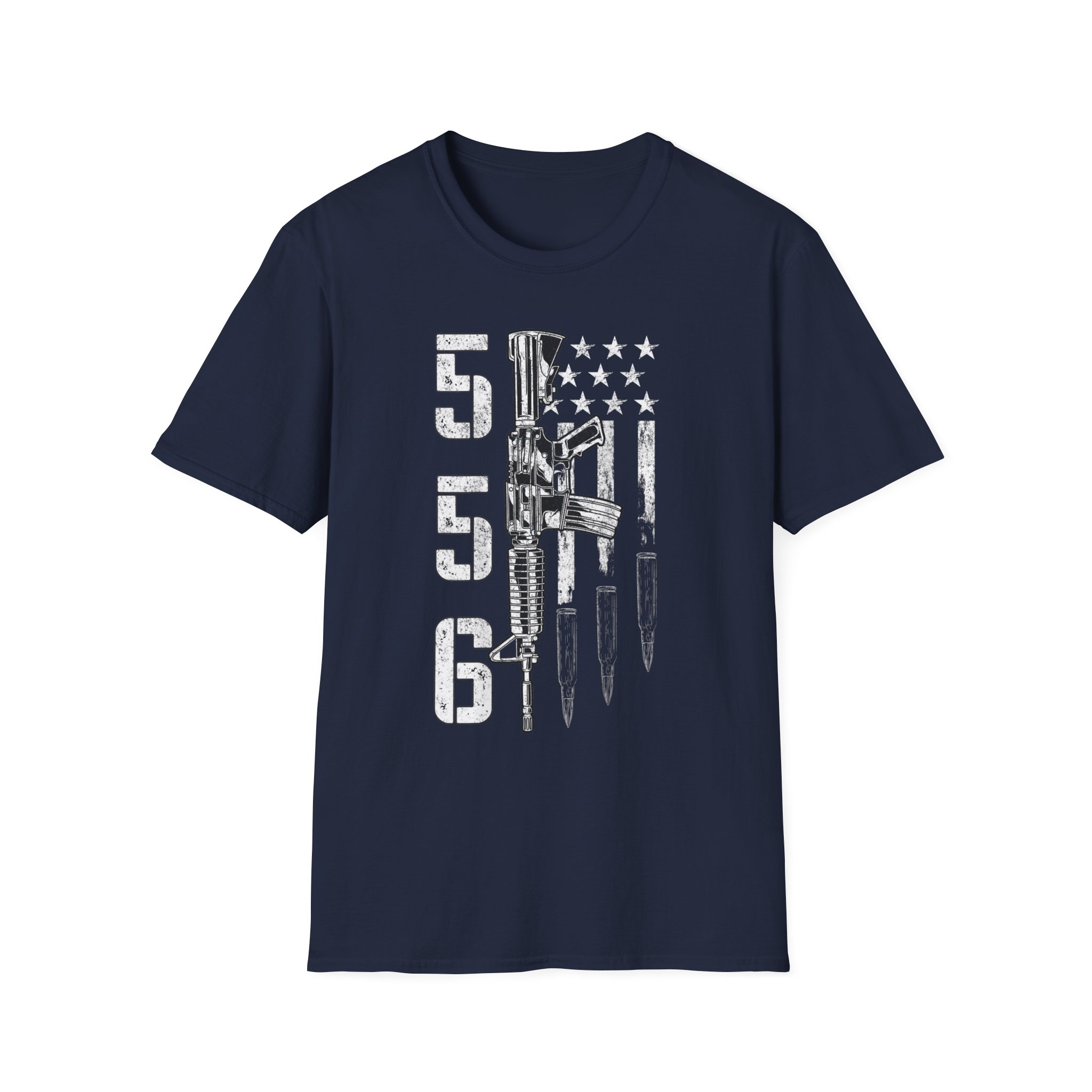 556 Flag Rifle T‑Shirt — Military Veteran Patriotic Ammo Design - Image 13