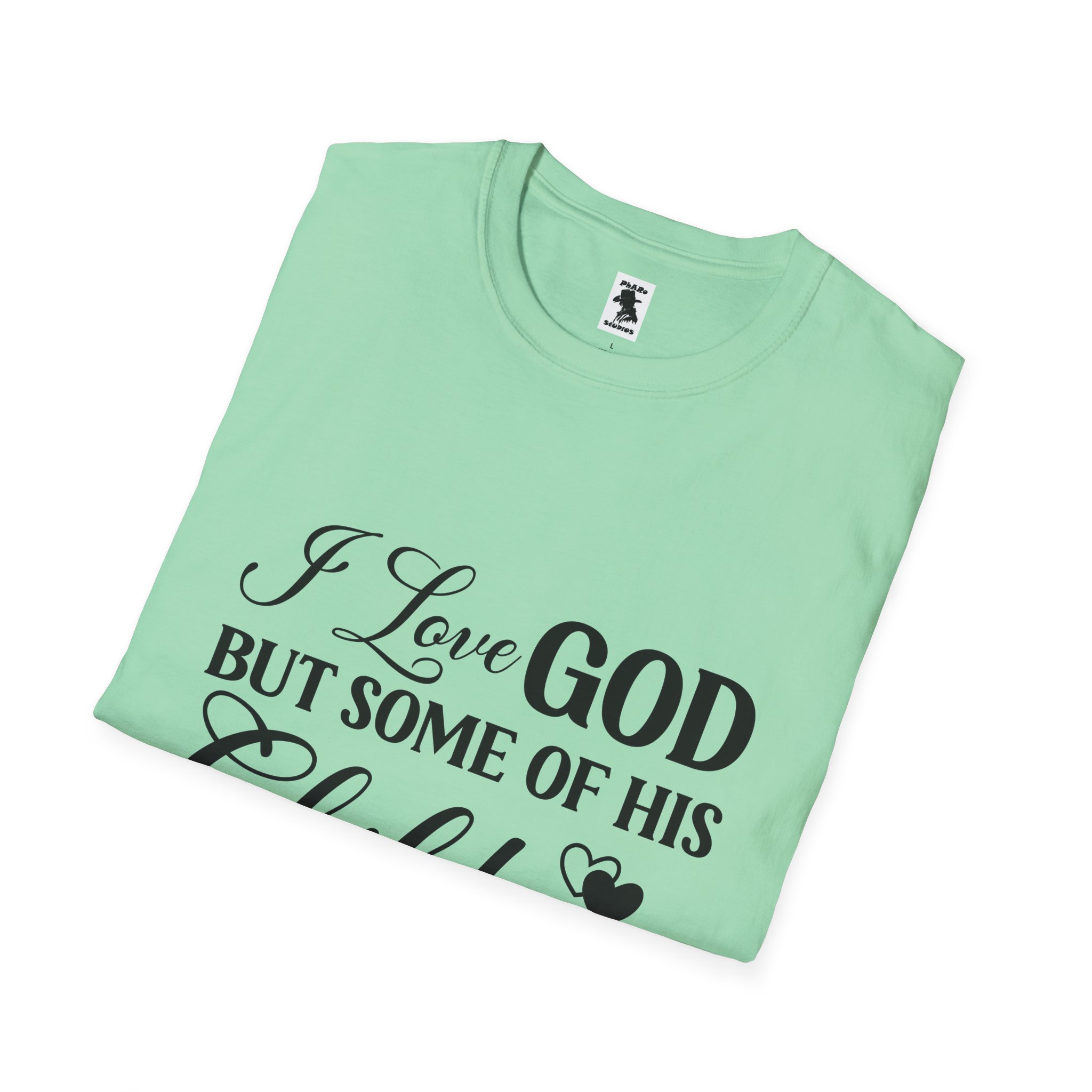 Funny Christian Unisex Softstyle T-Shirt - 'I Love GOD But Some of His Children Get on My Nerves' - Image 20