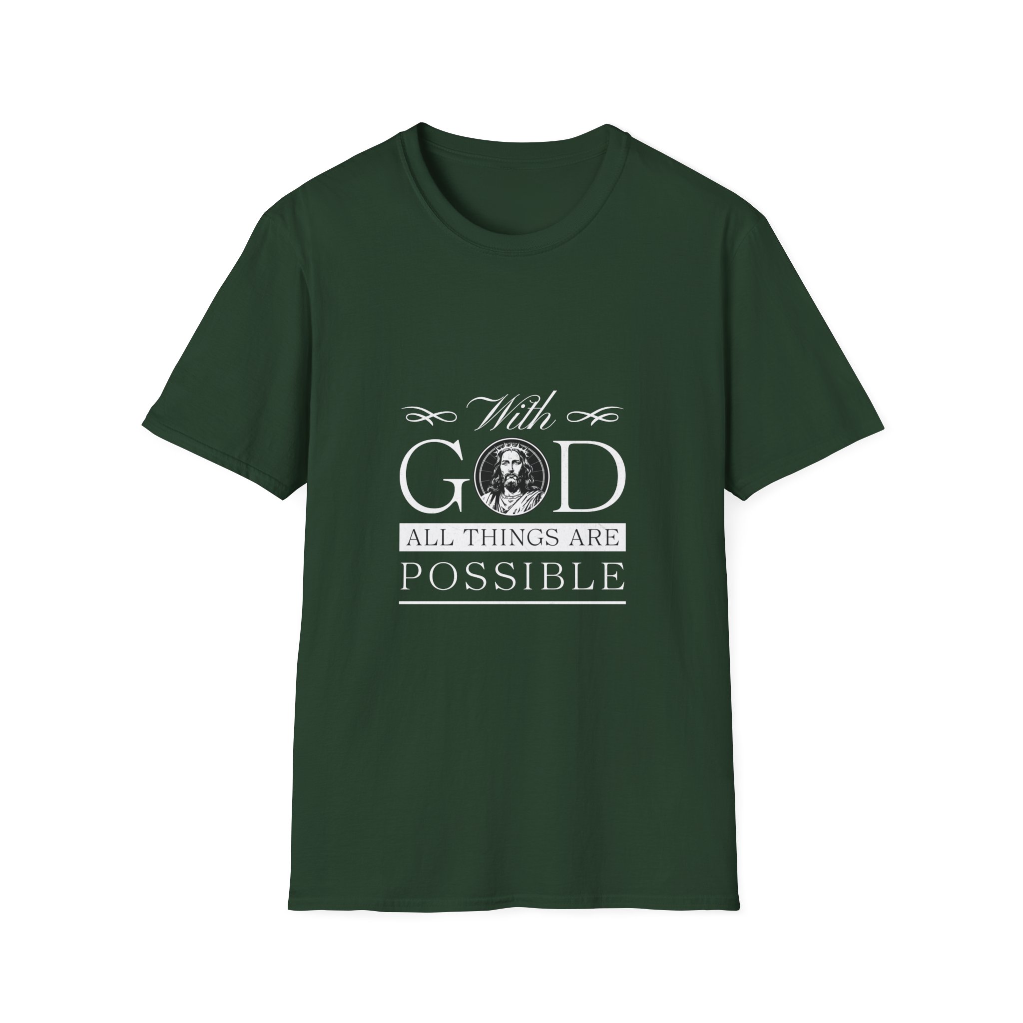 Faith T-Shirt — "With God All Things Are Possible" Inspirational Christian Tee