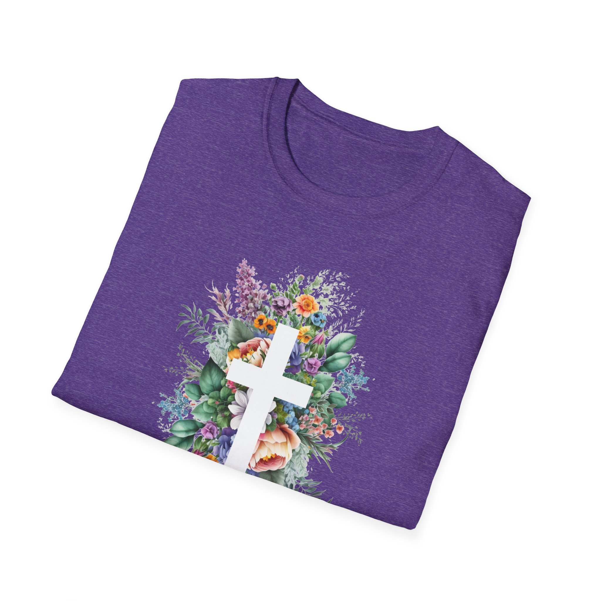 Easter Floral Cross T-Shirt — "Happy Easter" Personalized Family Tee - Image 2