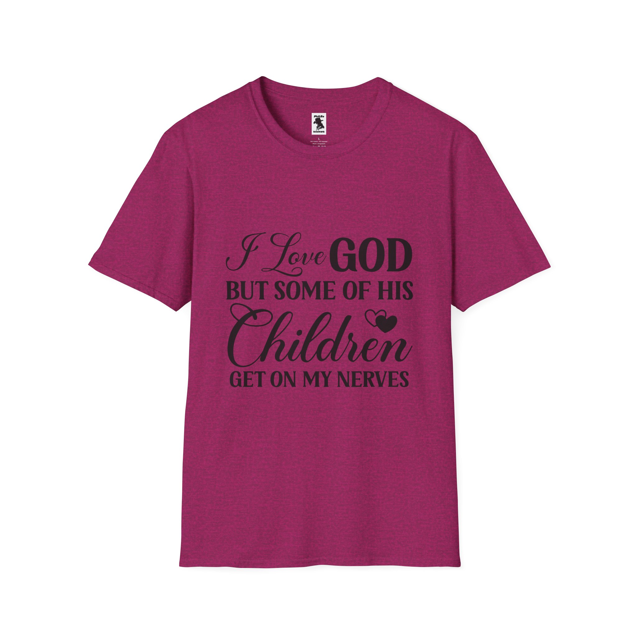 Funny Christian Unisex Softstyle T-Shirt - 'I Love GOD But Some of His Children Get on My Nerves' - Image 21