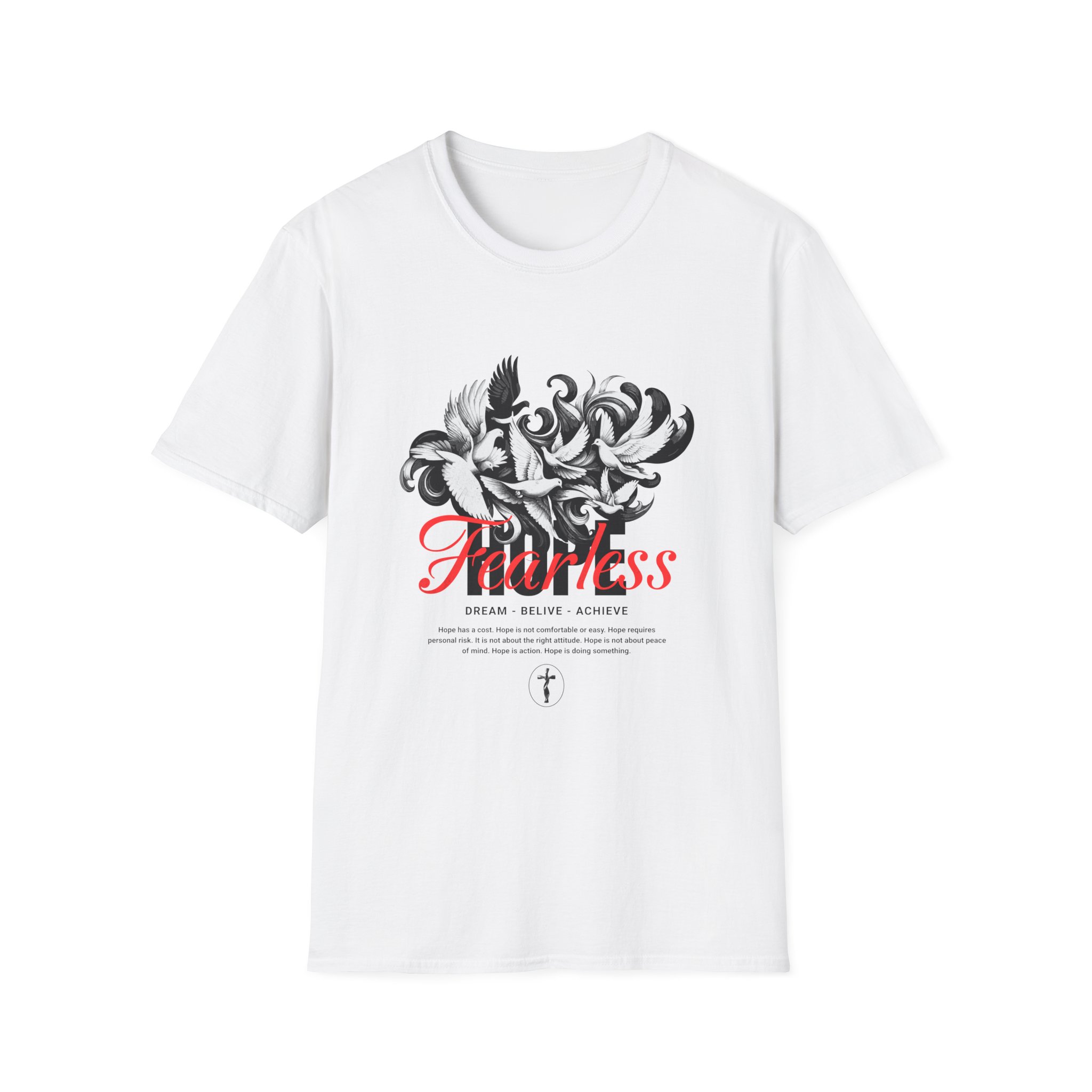 'Fearless' Graphic Tee with Ornamental Script - Image 3