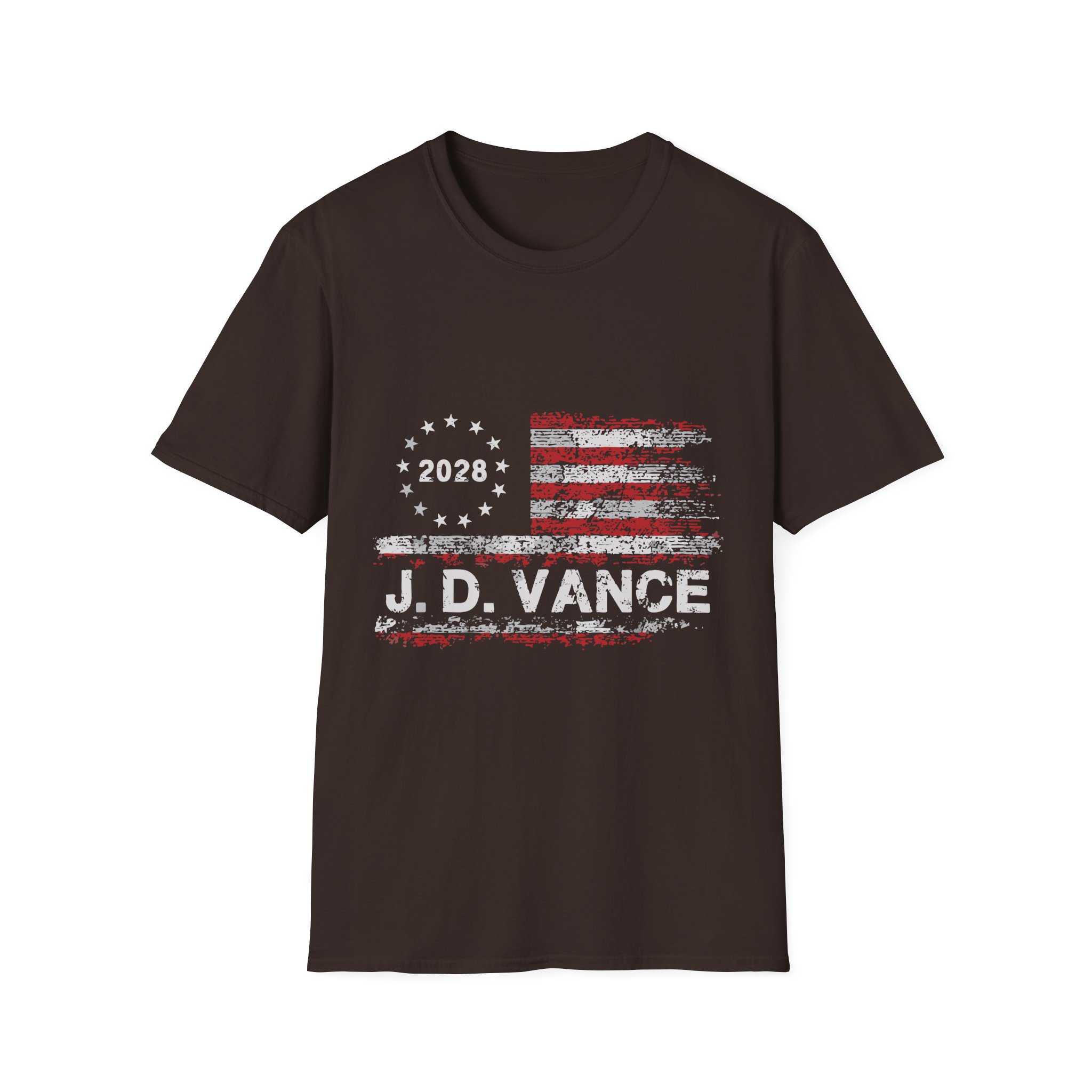 Patriotic 2028 Flag T-Shirt — J.D. Vance Distressed Campaign Design