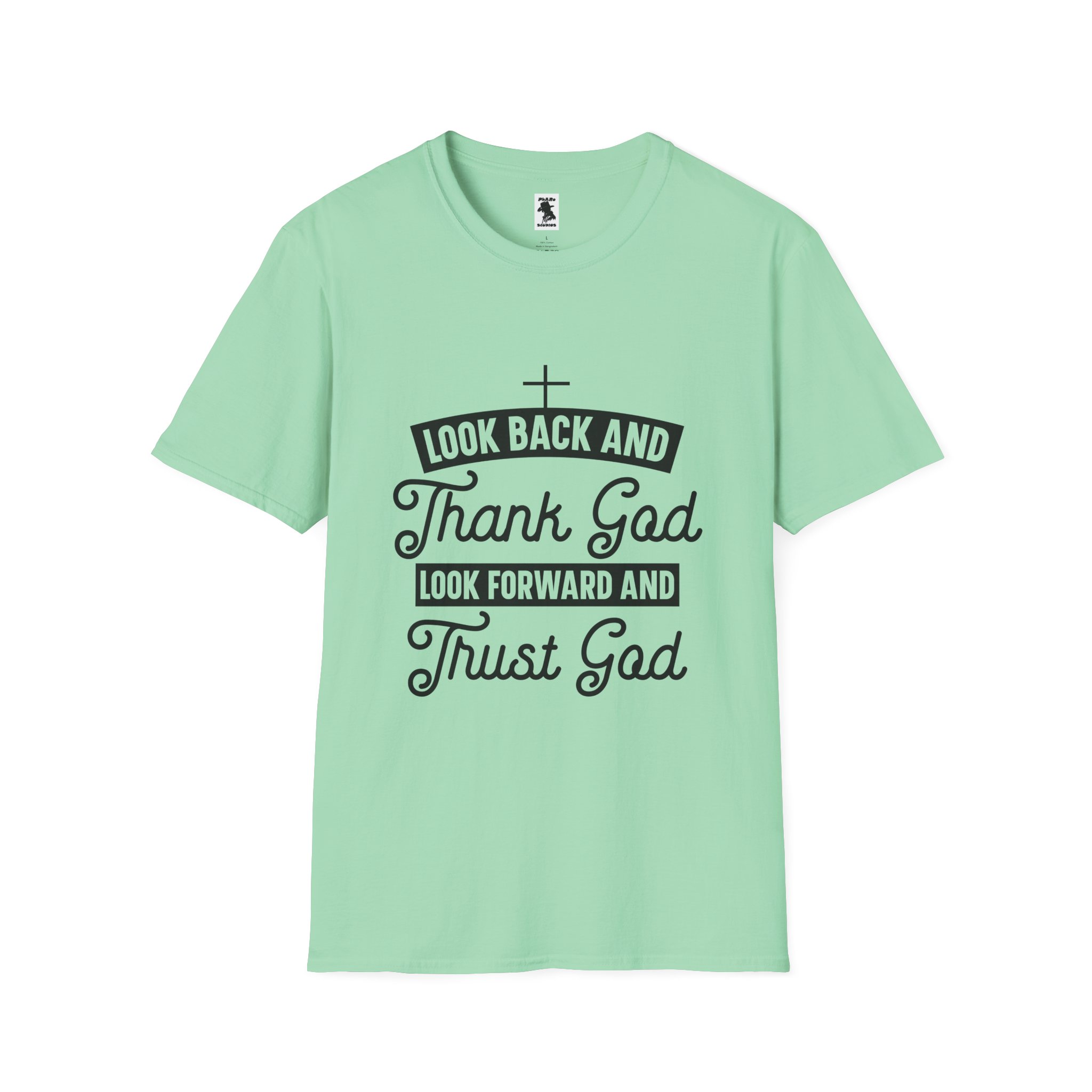 Inspirational Faith Unisex Softstyle T-Shirt - Look Back and Thank God, Look Forward and Trust God - Image 13