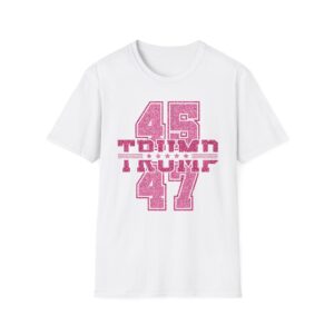 Trump 45-47 Vintage Sport Tee — Pink Glitter Number Graphic T-Shirt