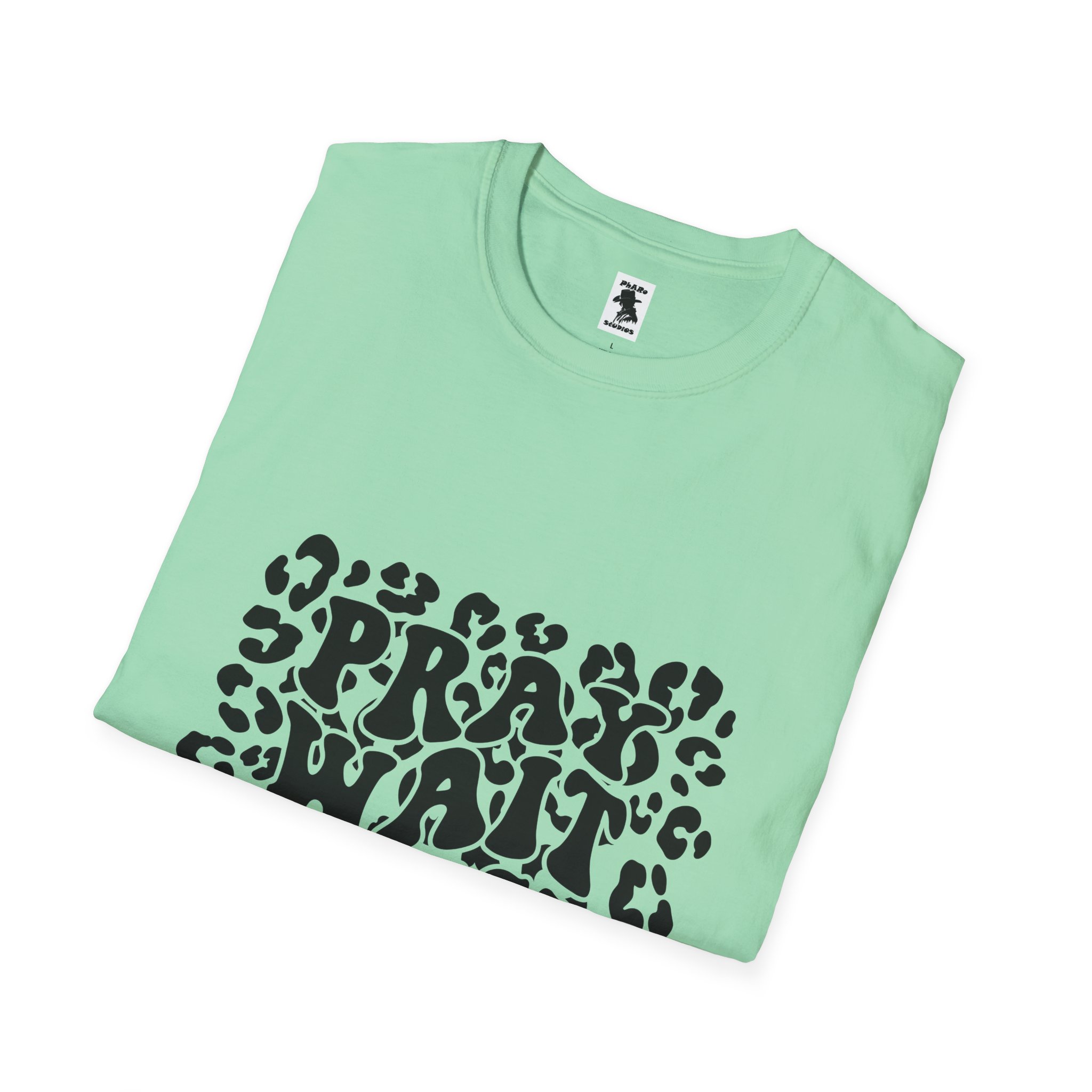 Pray Wait Trust Unisex Softstyle T-Shirt - Inspirational Leopard Print Tee - Image 16