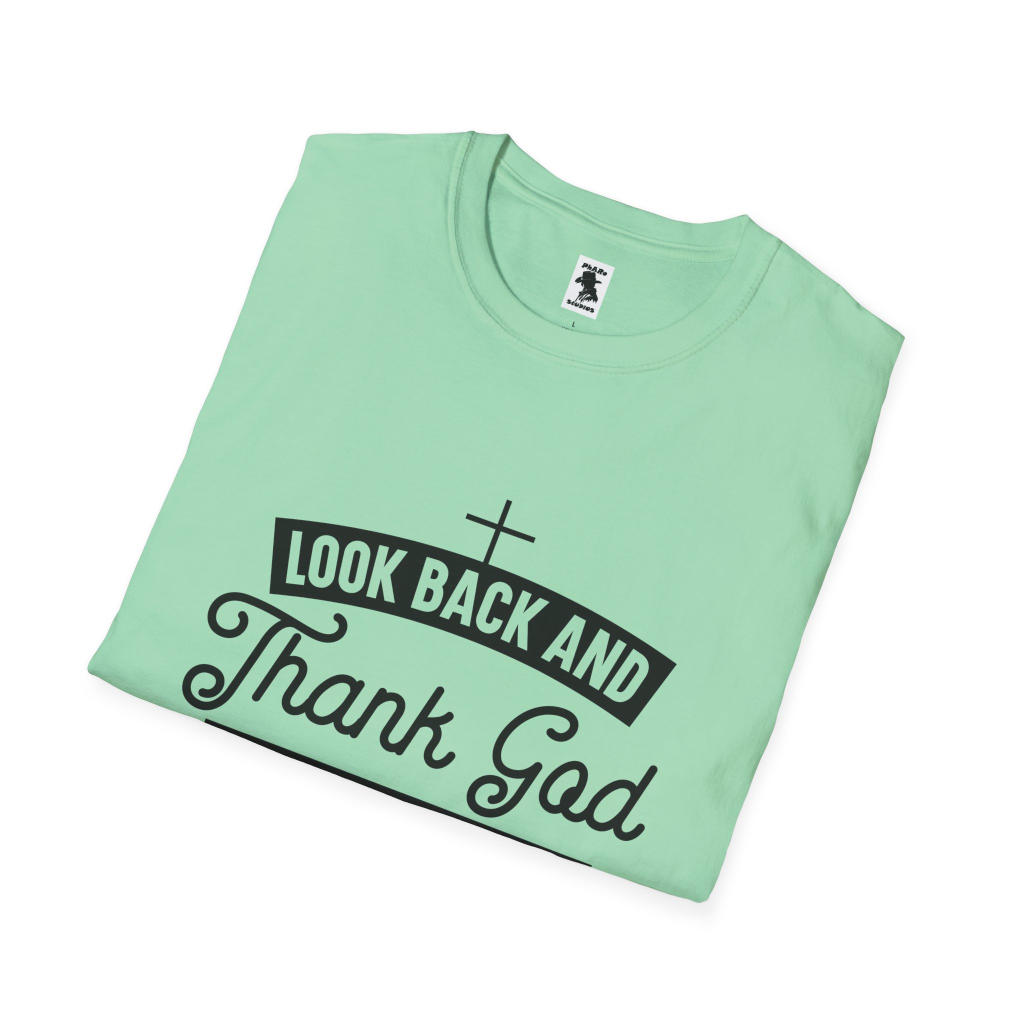 Inspirational Faith Unisex Softstyle T-Shirt - Look Back and Thank God, Look Forward and Trust God - Image 16