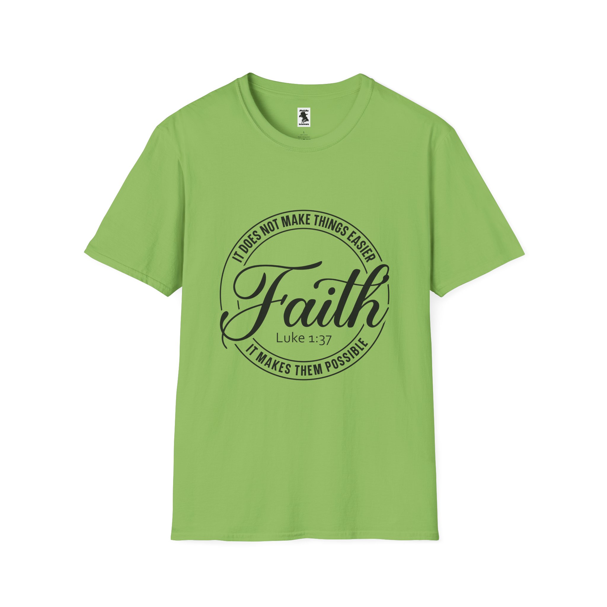 Inspirational Faith T-Shirt - Unisex Softstyle Tee with Luke 1:37 Quote - Image 13
