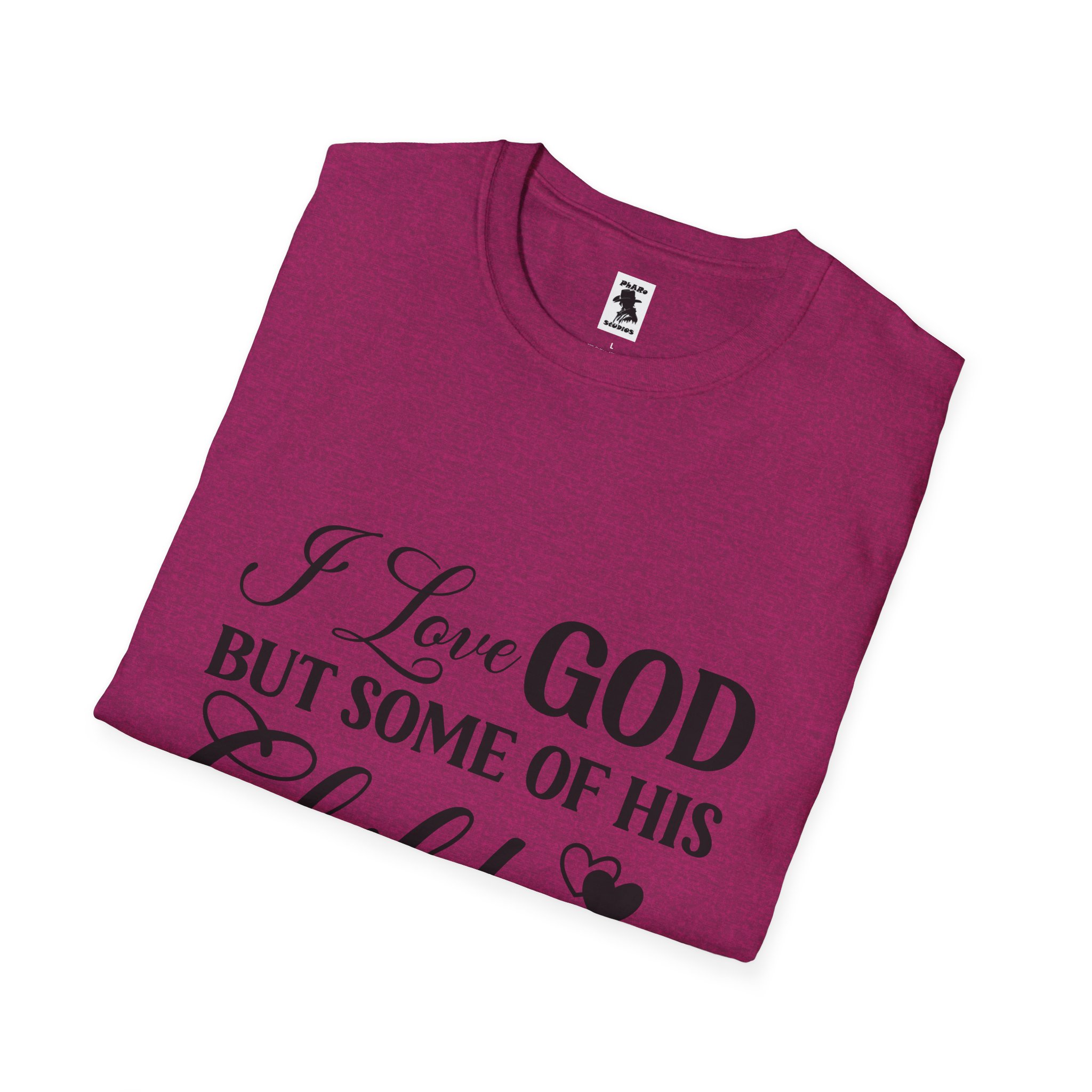Funny Christian Unisex Softstyle T-Shirt - 'I Love GOD But Some of His Children Get on My Nerves' - Image 24