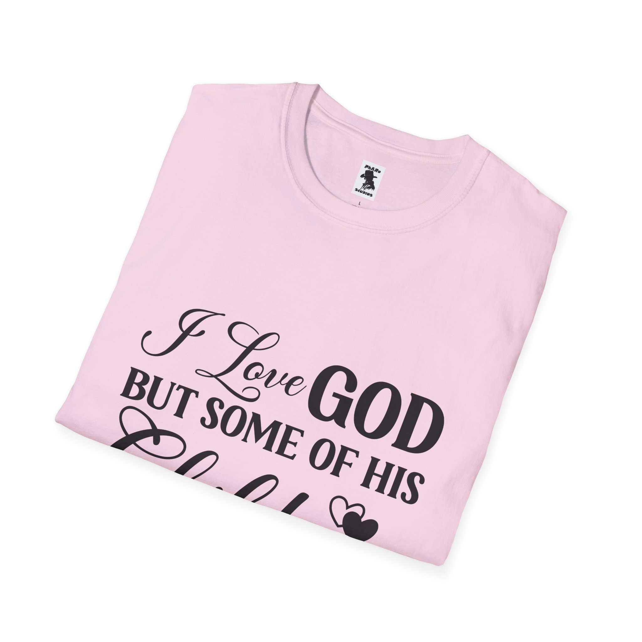 Funny Christian Unisex Softstyle T-Shirt - 'I Love GOD But Some of His Children Get on My Nerves' - Image 40
