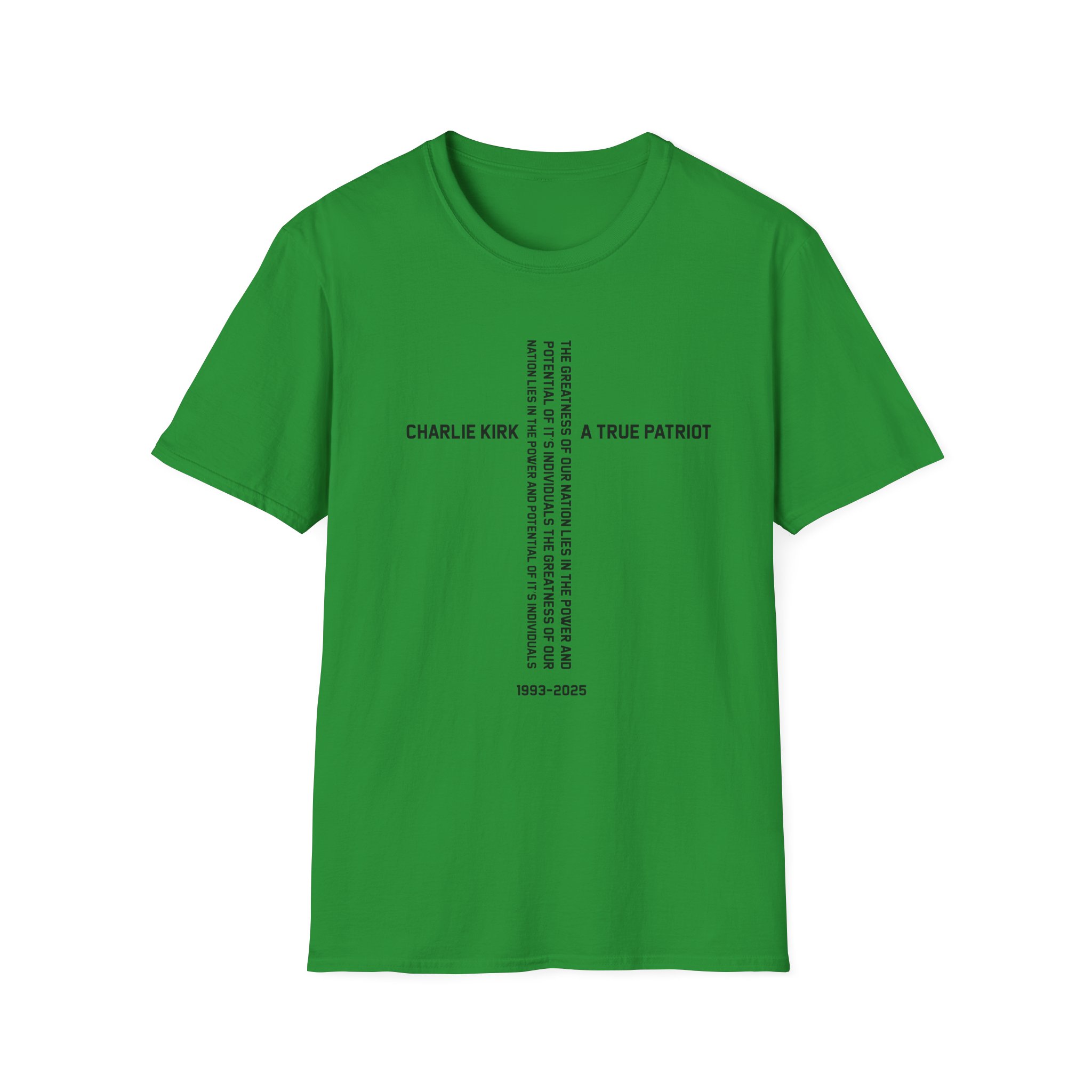 T-Shirt — Charlie Kirk 'A True Patriot' Vertical Cross Memorial Design - Image 7