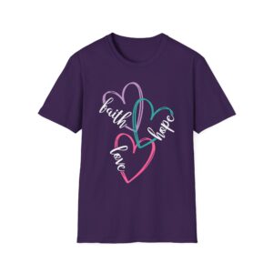 Faith Hope Love Hearts T-Shirt — Inspirational Christian Graphic Tee