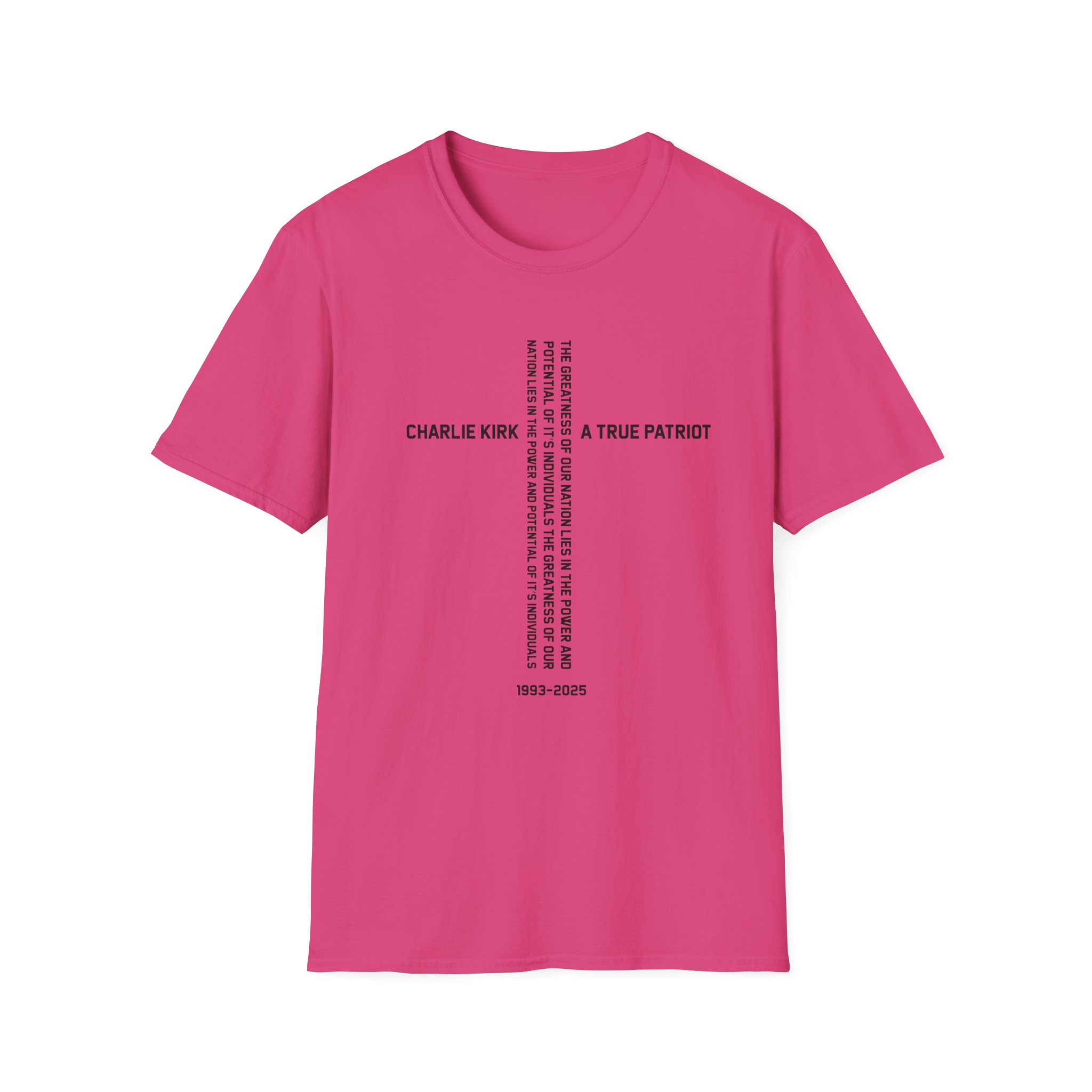T-Shirt — Charlie Kirk 'A True Patriot' Vertical Cross Memorial Design - Image 15