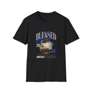 Blessed Vintage Angel T-Shirt — Retro Graphic Tee with 'BLESSED' Text