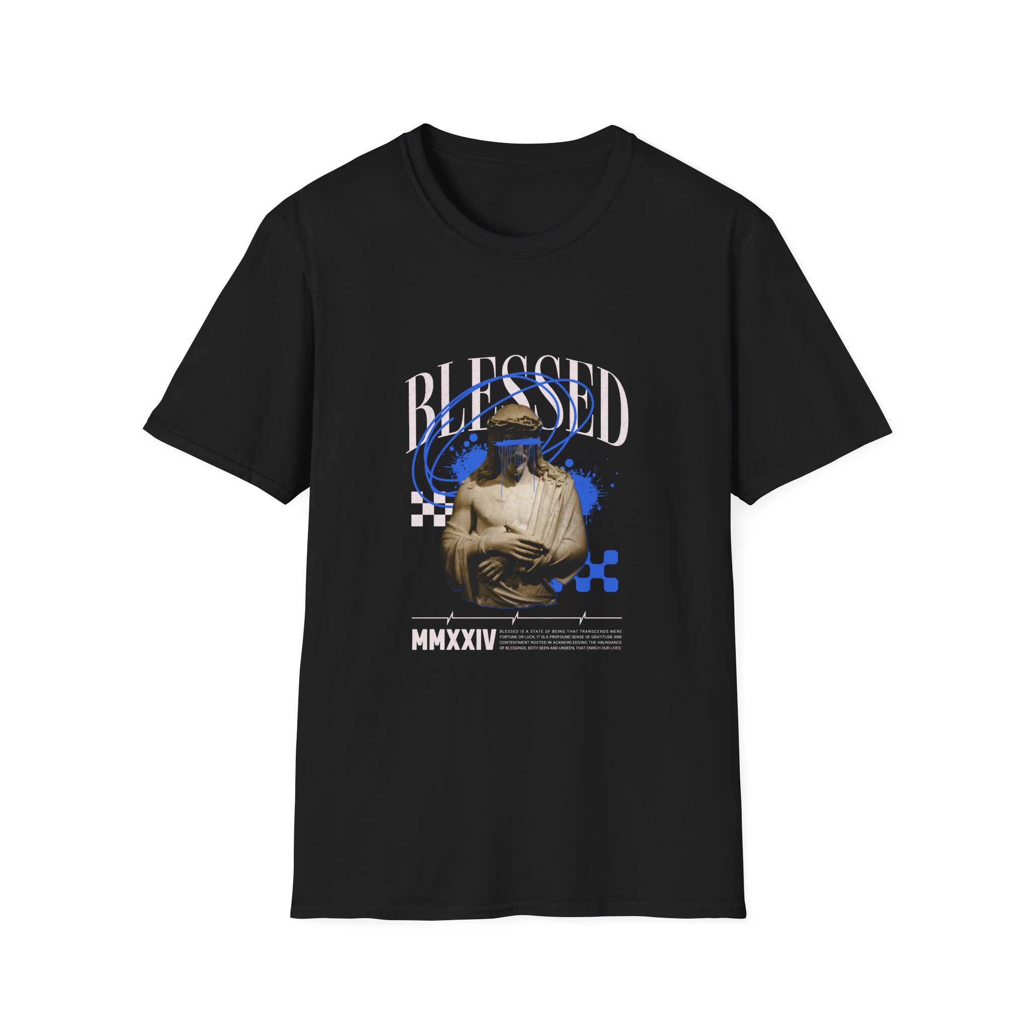 Blessed Vintage Angel T-Shirt — Retro Graphic Tee with 'BLESSED' Text