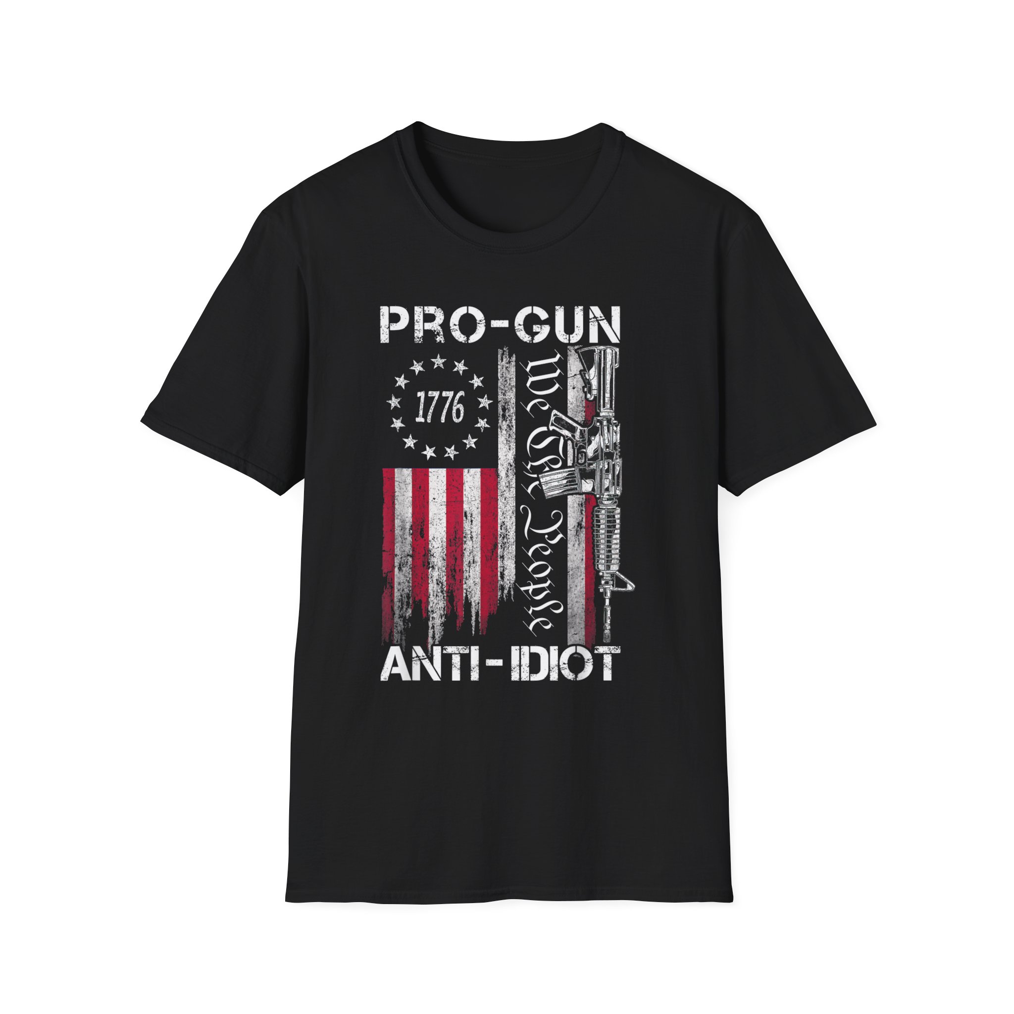 Pro-Gun Anti-Idiot T-Shirt — 1776 American Flag & 'We The People' Rifle Tee - Image 3