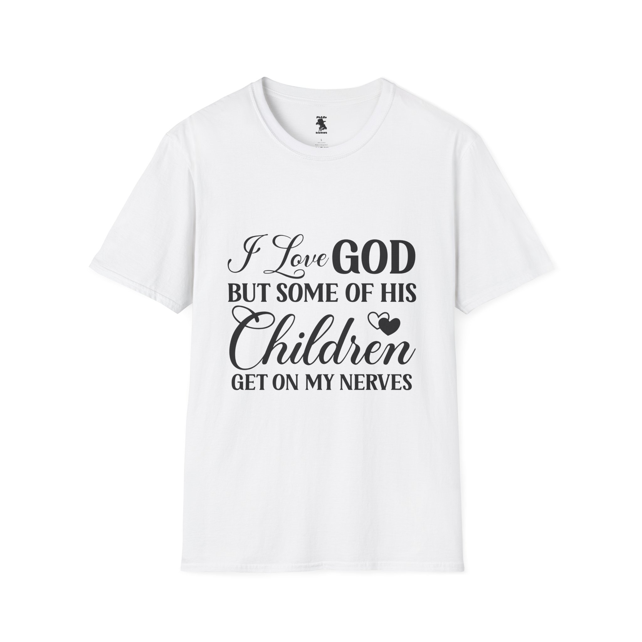 Funny Christian Unisex Softstyle T-Shirt - 'I Love GOD But Some of His Children Get on My Nerves' - Image 5