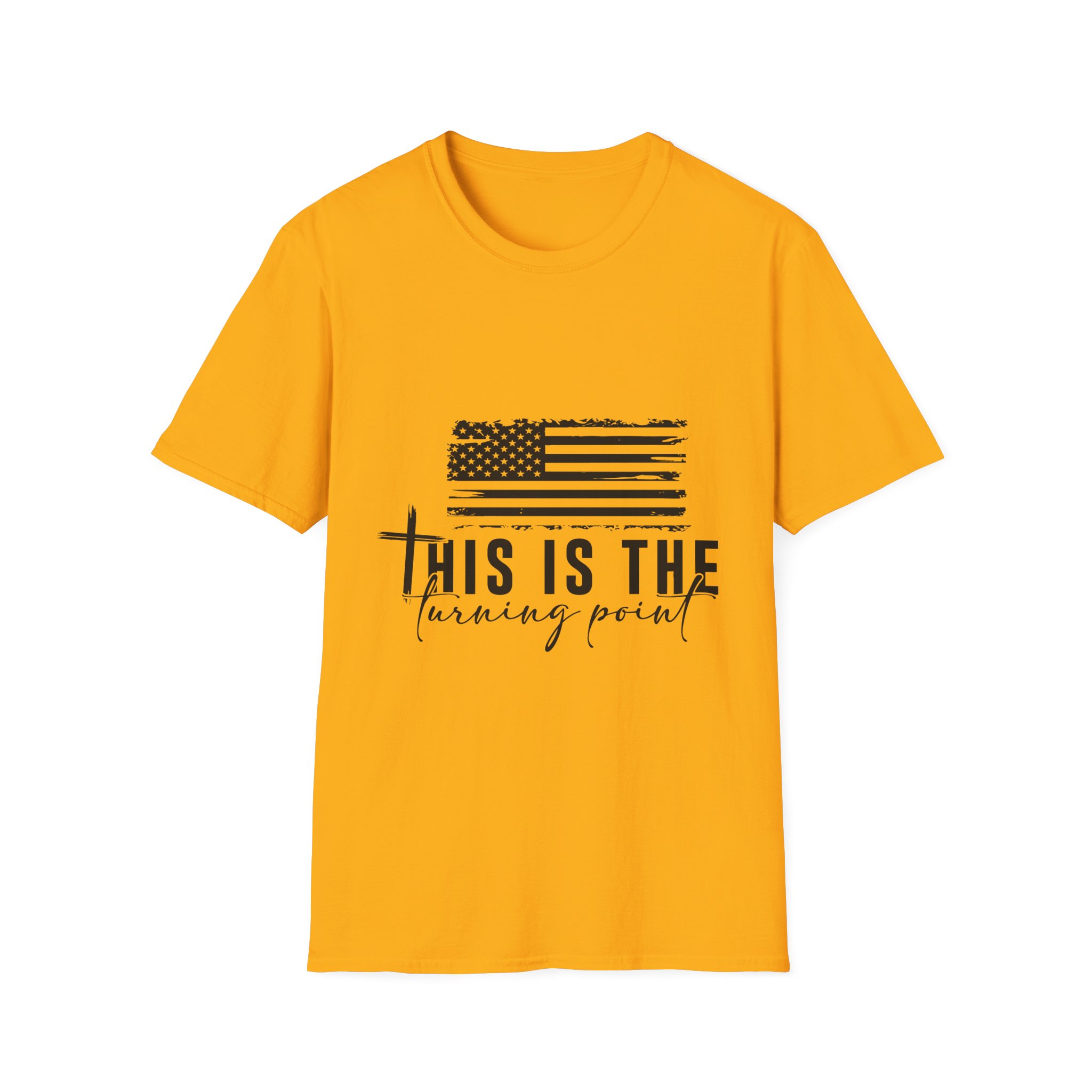 "This Is The Turning Point" Distressed American Flag Tee - Image 5