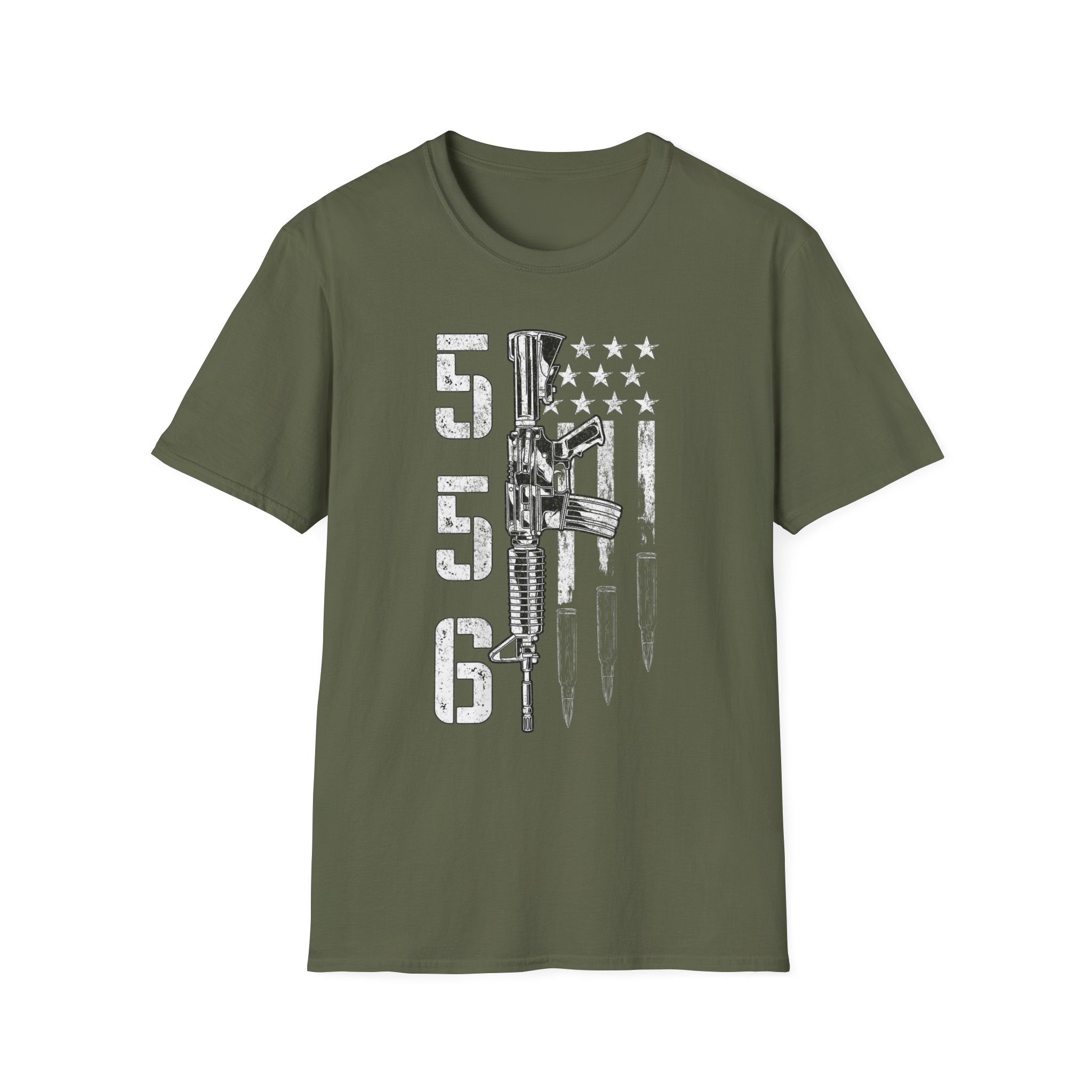 556 Flag Rifle T‑Shirt — Military Veteran Patriotic Ammo Design - Image 7