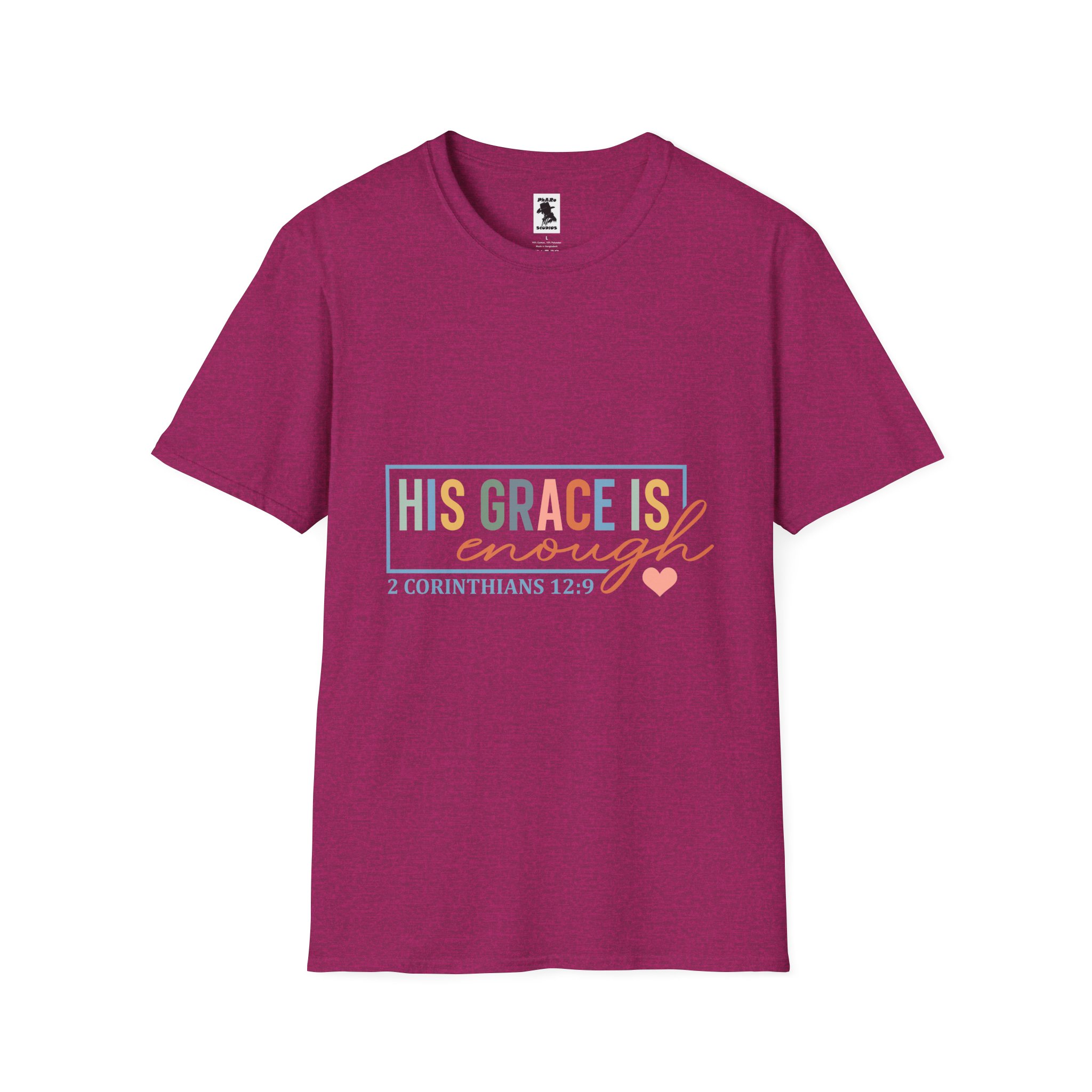 Inspirational Quote Unisex T-Shirt - 'His Grace Is Enough' - 2 Corinthians 12:9 - Image 21