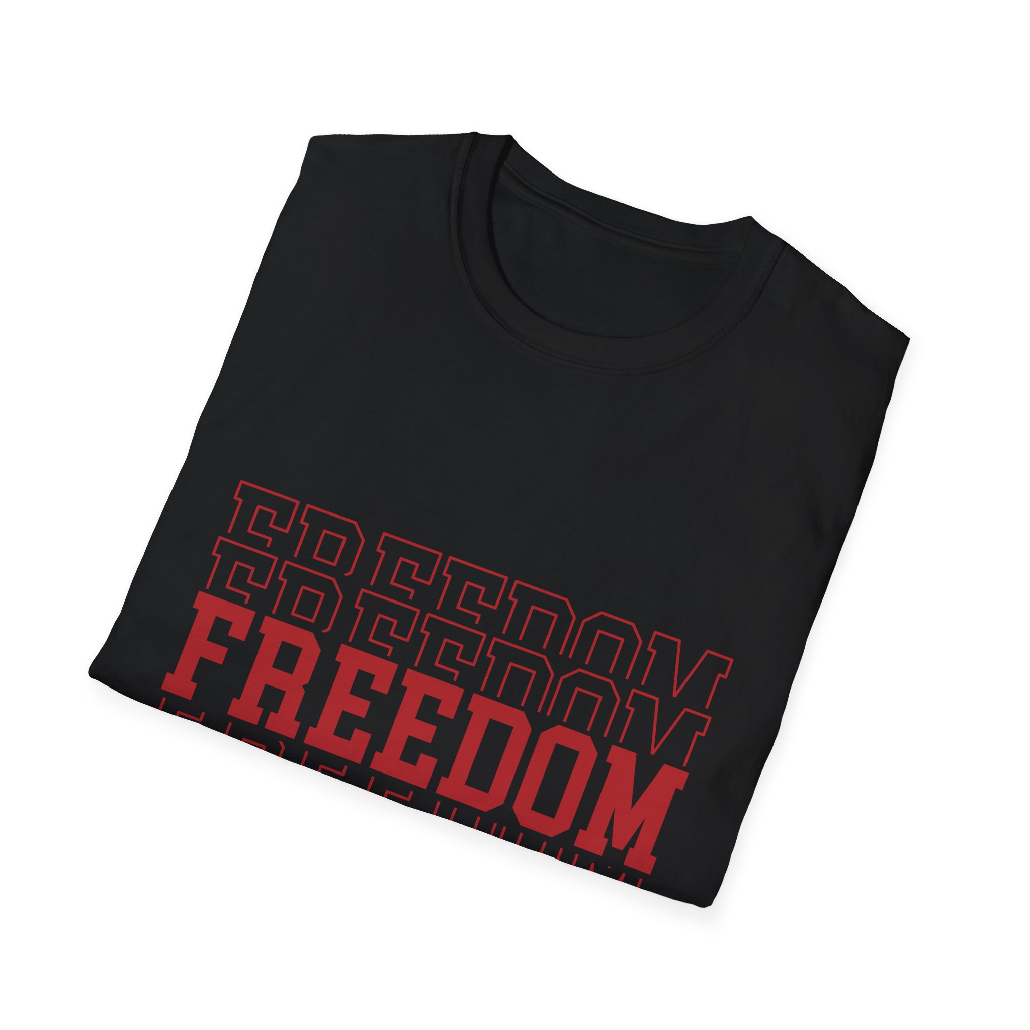 Freedom Graphic T-Shirt — 'Freedom' Red Block Text with Charlie Kirk Signature - Image 6