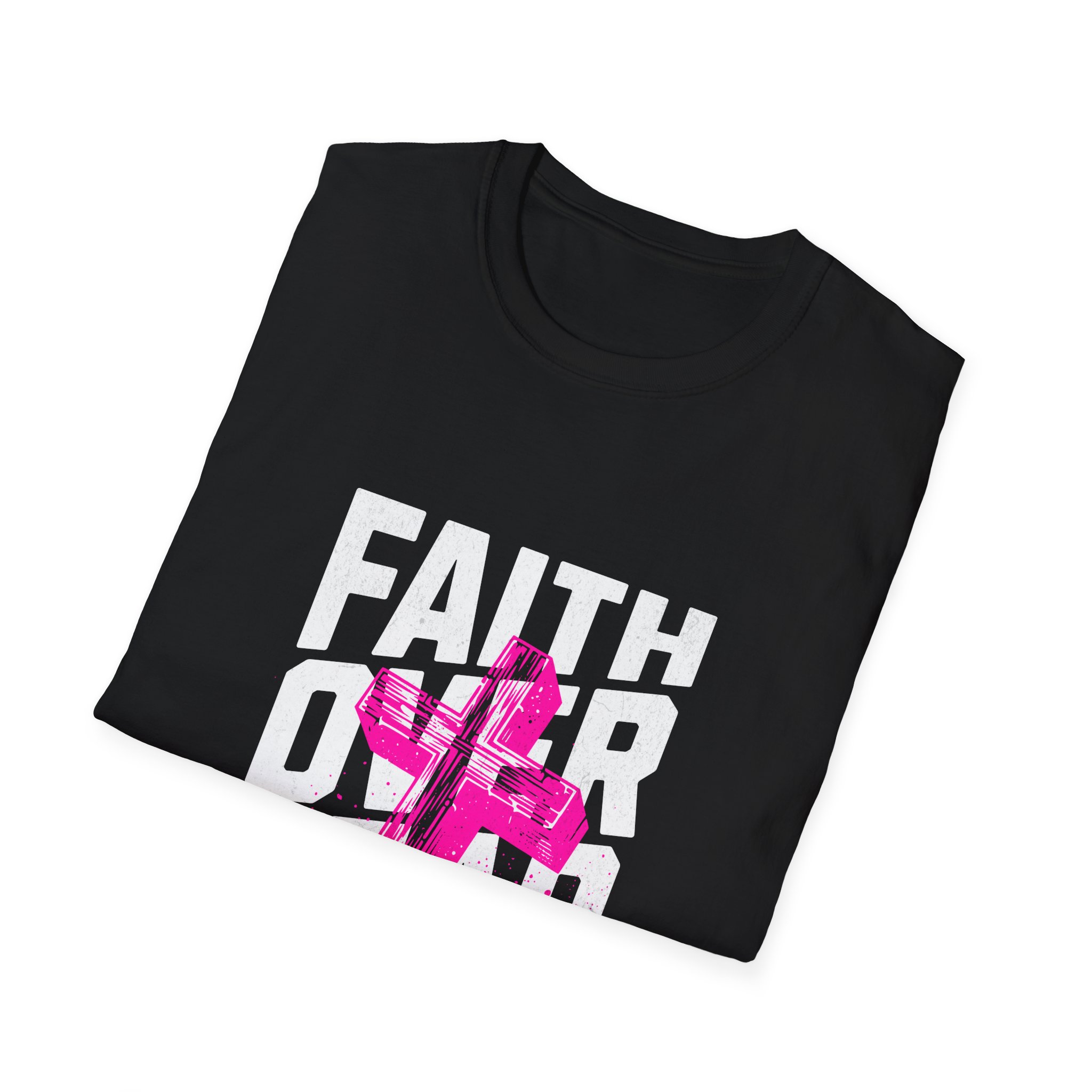 Faith Over Fear T‑Shirt — Pink Cross Christian Graphic Tee - Image 4