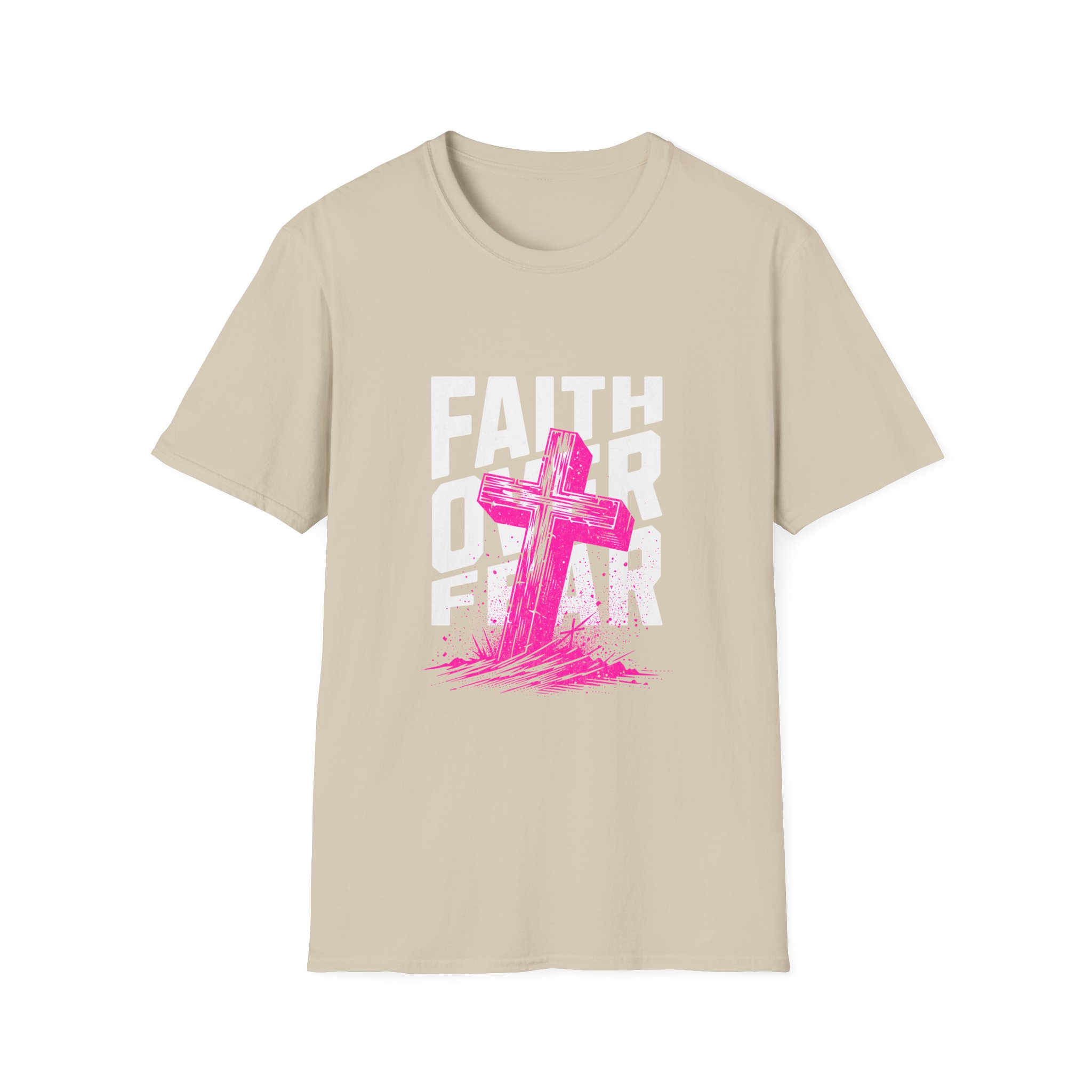 Faith Over Fear T‑Shirt — Pink Cross Christian Graphic Tee - Image 5